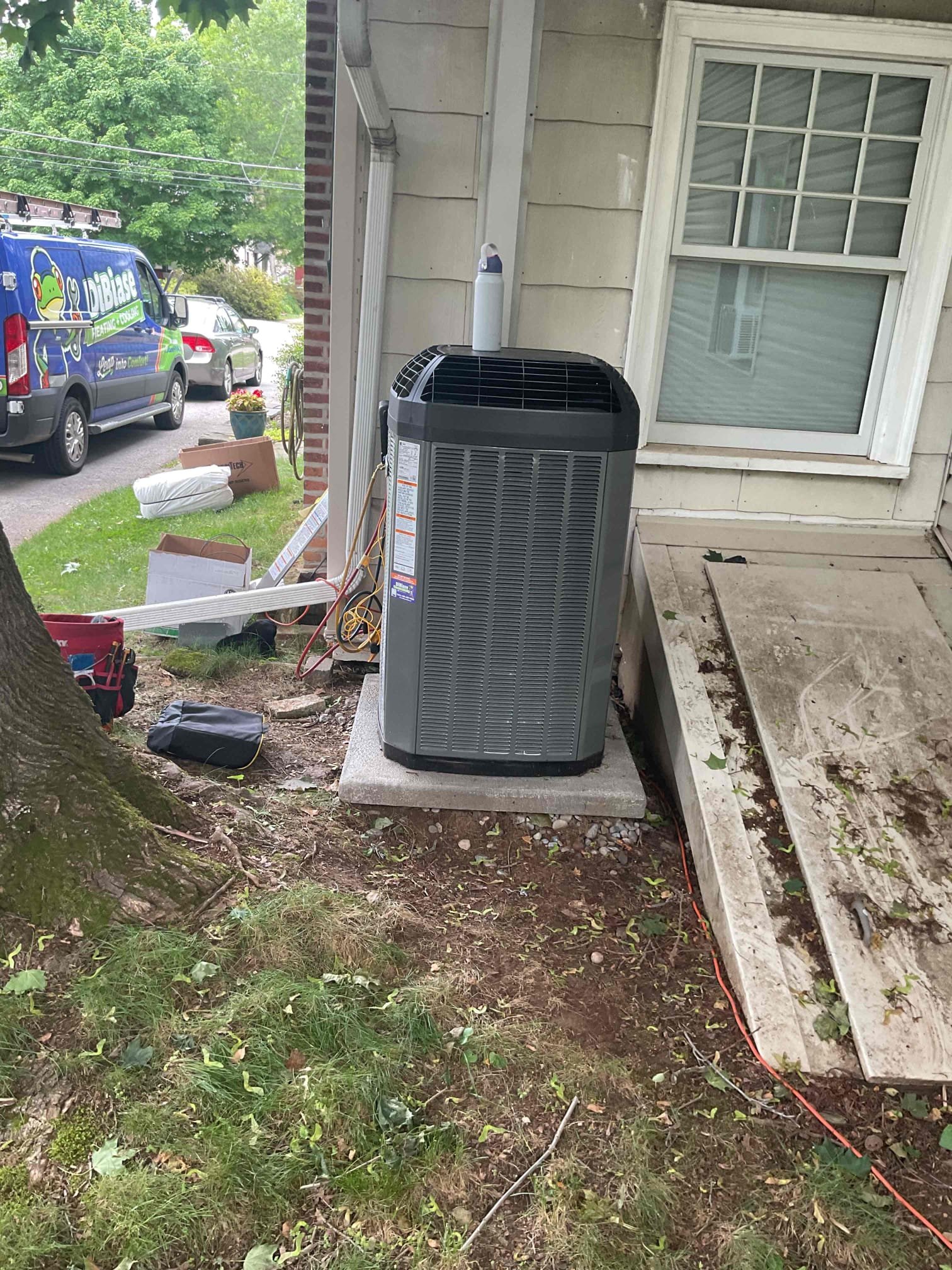 Luis 5-22-26 return visit to run new flex to son’s room. New 6 in flex, supply collar with new mv4,  During same visit replace outdoor condenser fan motor. Test system operation ok. Check airflow ok. 