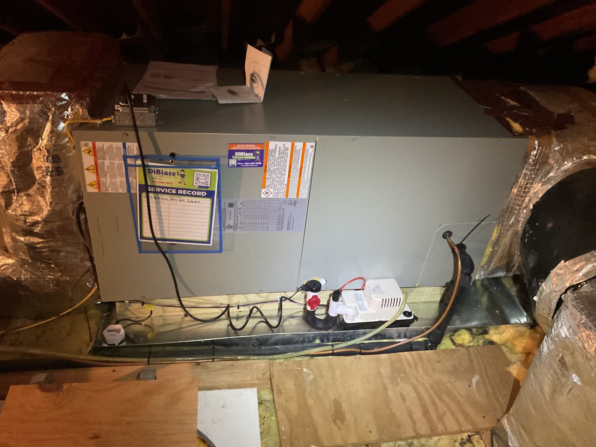 Luis 5-22-26 performed quality assurance on recently installed air handler and ac unit. Attic system ok test safeties ok. Check wiring and airflow settings 1100 cfm test drain ok condensation pump. I insulated ez trap. Check outdoor unit refrigerant levels ok. System is working properly. 