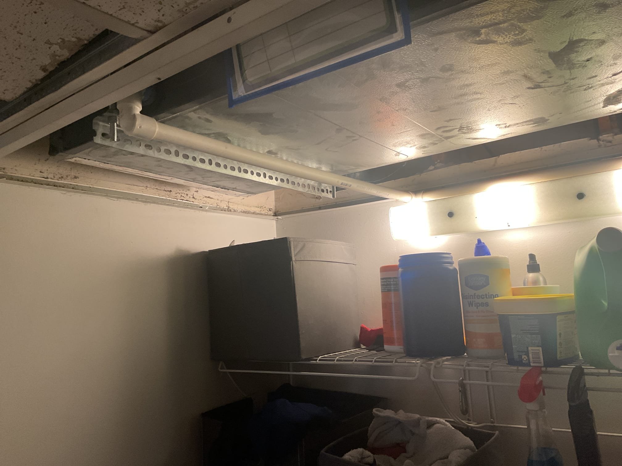 5/26/26. Fully assessed water leaking situation. Found the way the condensation drain was ran it was not draining correctly. Talked to David about how to run drain to also accommodate him finishing the ceiling above the washer and dryer. Re ran condensation line and tested operation. A/c is draining properly at time of service. 