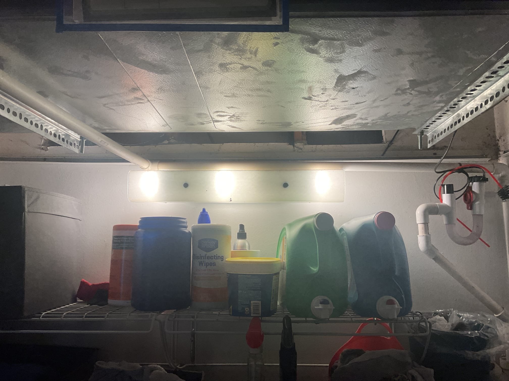 5/26/26. Fully assessed water leaking situation. Found the way the condensation drain was ran it was not draining correctly. Talked to David about how to run drain to also accommodate him finishing the ceiling above the washer and dryer. Re ran condensation line and tested operation. A/c is draining properly at time of service. 