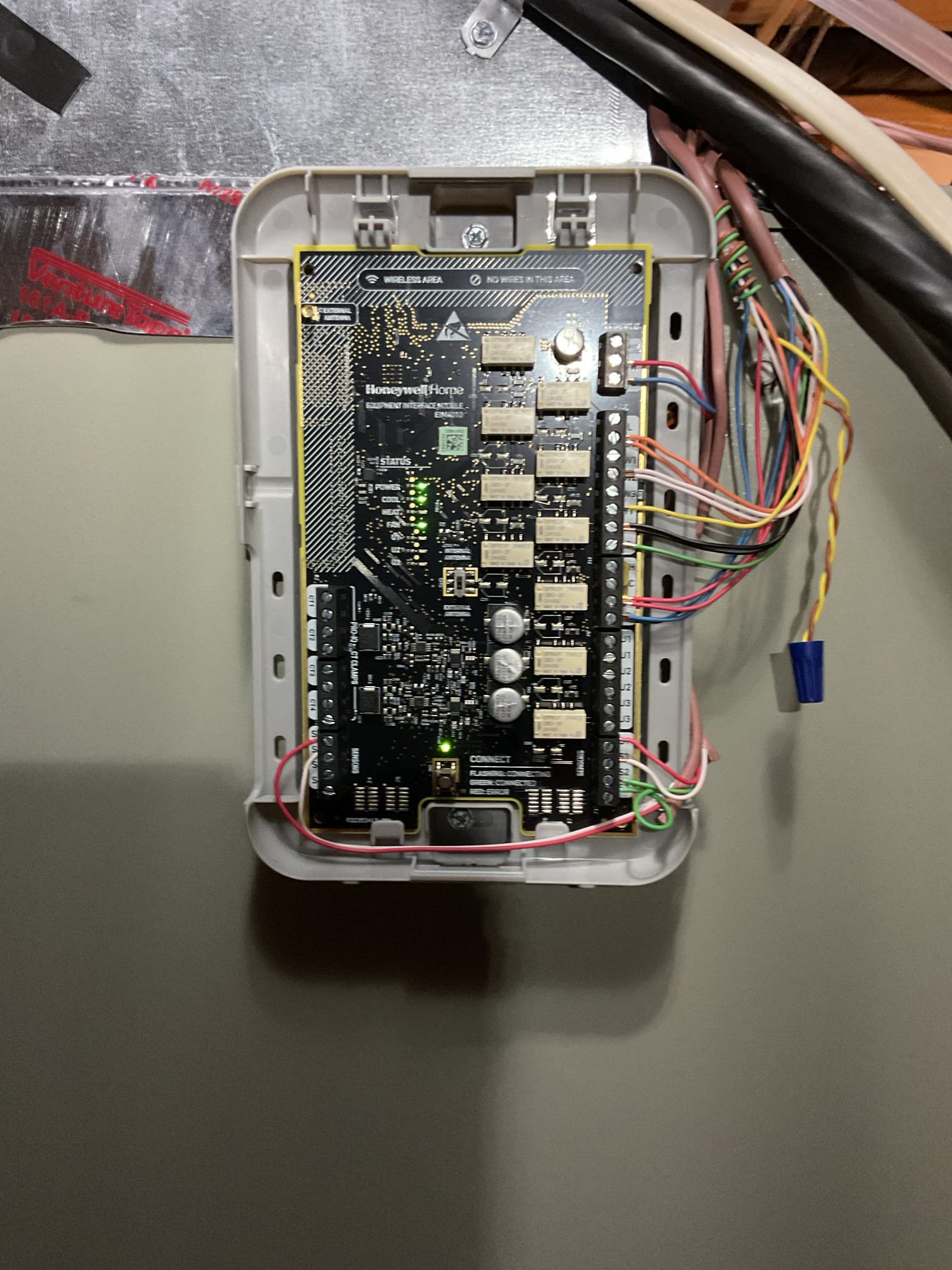Found open condensate pump safety. 
Found 0 volts at 120V receptacle that is used for the condensate pump.
Searched for any switches in series with receptacle. There are none. (There are 2 switches at the top of the steps but these are for lights and an attic fan)
Identified the single pole breaker labeled condo pump (bottom left in panel) was Off. the installers must have forgotten to turn breaker back on after mounting the receptacle to the new air handler. 
Tested pump and educated homeowner about the water safeties. 

Wired water safeties so they will each produce an alert (clog in drain line, water in equipment pan, condensate pump error. Will lock out cooling and energize fan. 

Also discussed connecting to app for better control of electric heat use in winter based on outdoor temperature.

Tested system. Temperature split 20° Good
 