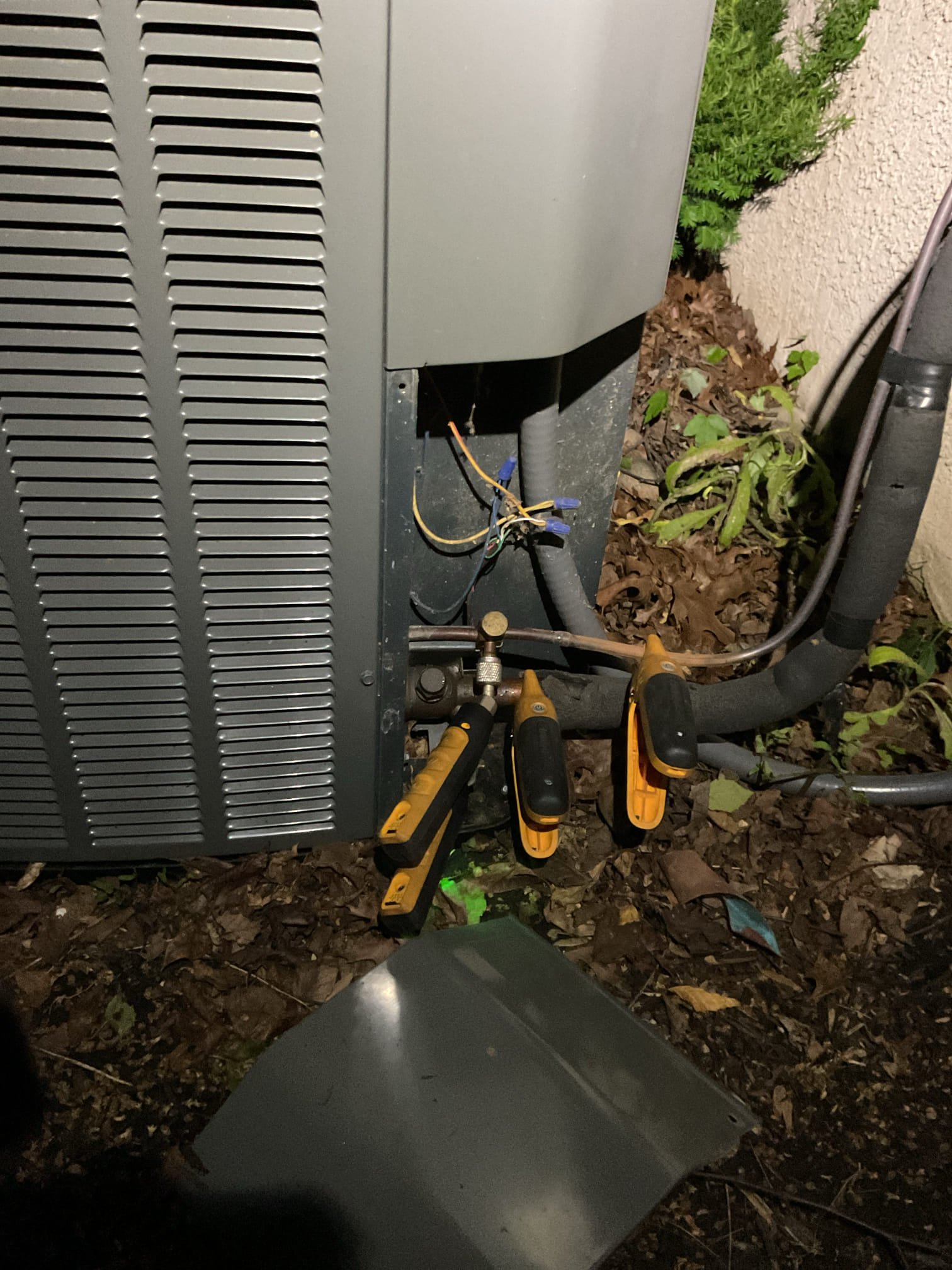 No cooling: Homeowner described indoor equipment running but air not cool from vents.
When I arrived started at outdoor unit. Found outdoor fan running but compressor not running. 
30/7.5uF capacitor failed (reading 0) on compressor side.
Offered to replace capacitor and test system.
Homeowner agreed. Replaced capacitor and wiring connectors as necessary.
Allowed system to run. 
Checked refrigerant data 12° SC temperature split 73-52=21° Good 
(outdoor dry bulb temperature 70°F)

System operating well at this time. Equipment dates to 2015. Parts warranties other than funace heat exchanger no longer apply. 10 years is considered average lifespan of a forced air HVAC system. 