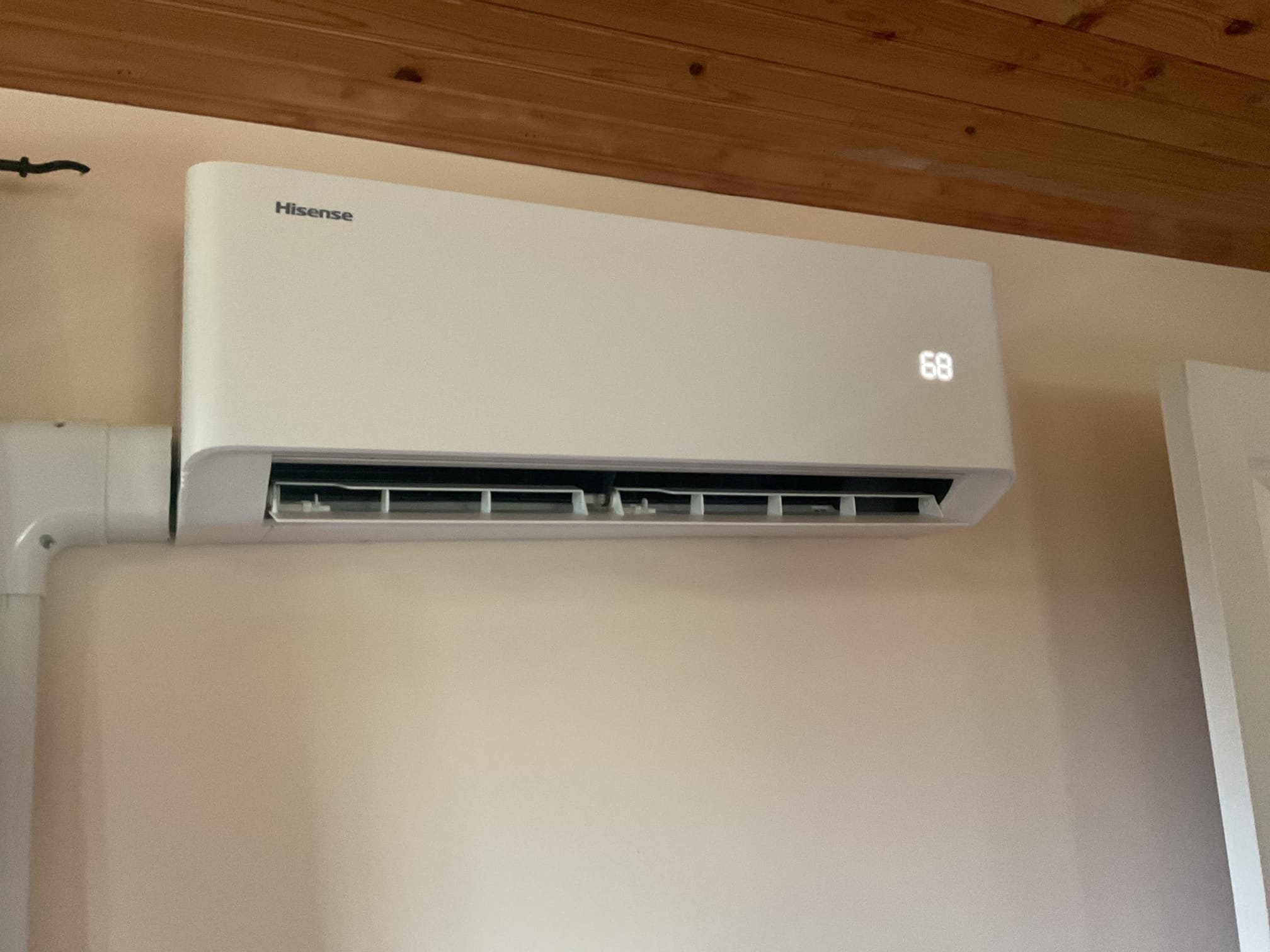 5/27/26 arrived for no cooling call on recently installed Hisense mini split. Found in one room there was a vase blocking the mini split head. Got homeowner to move the vase and now is working properly. Went into son’s room and he explained to us that he went to turn on the unit and it right away just turned off. Made sure none of the communication wires were crossed or loose. All connections were very good. Let homeowner know to keep an eye on it but seems to be working fine at this time