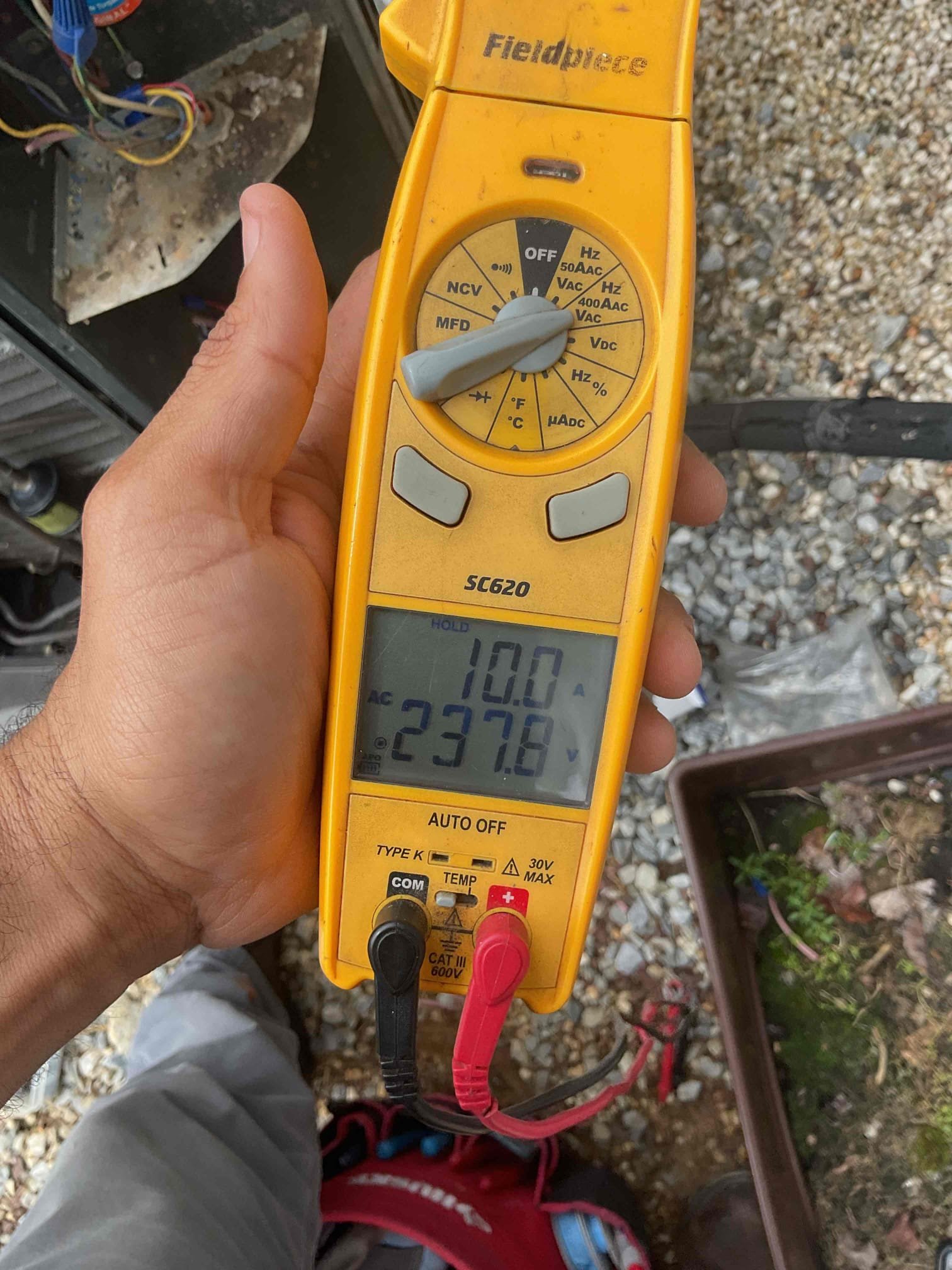 Luis 5-27-26 
Customer called in for no cooling. Found thermostat off. Set thermostat to cool and test operation, found outdoor low voltage wiring damage. I also noticed capacitor connections in bad shape. I told customer we need to take care of wiring issue, I would also recommend replacement of capacitor and contactor. I provided estimate for minimum repairs and recommendations. Customer decided to go with preventative option #1 which takes care of issue and replacement of wear and tear parts. 
Replace damaged low voltage wiring. With new connections 
Replacement of contactor, new capacitor and super boost installation 
After repairs test system operation ok check voltage and amps ok. Check refrigerant levels ok. Ac unit is from 2013, System currently operational but nearing end of normal life expectancy. Due to age, replacement of system should be considered in near future. Customer would like to get an estimate to replace ac unit, office to contact customer. 