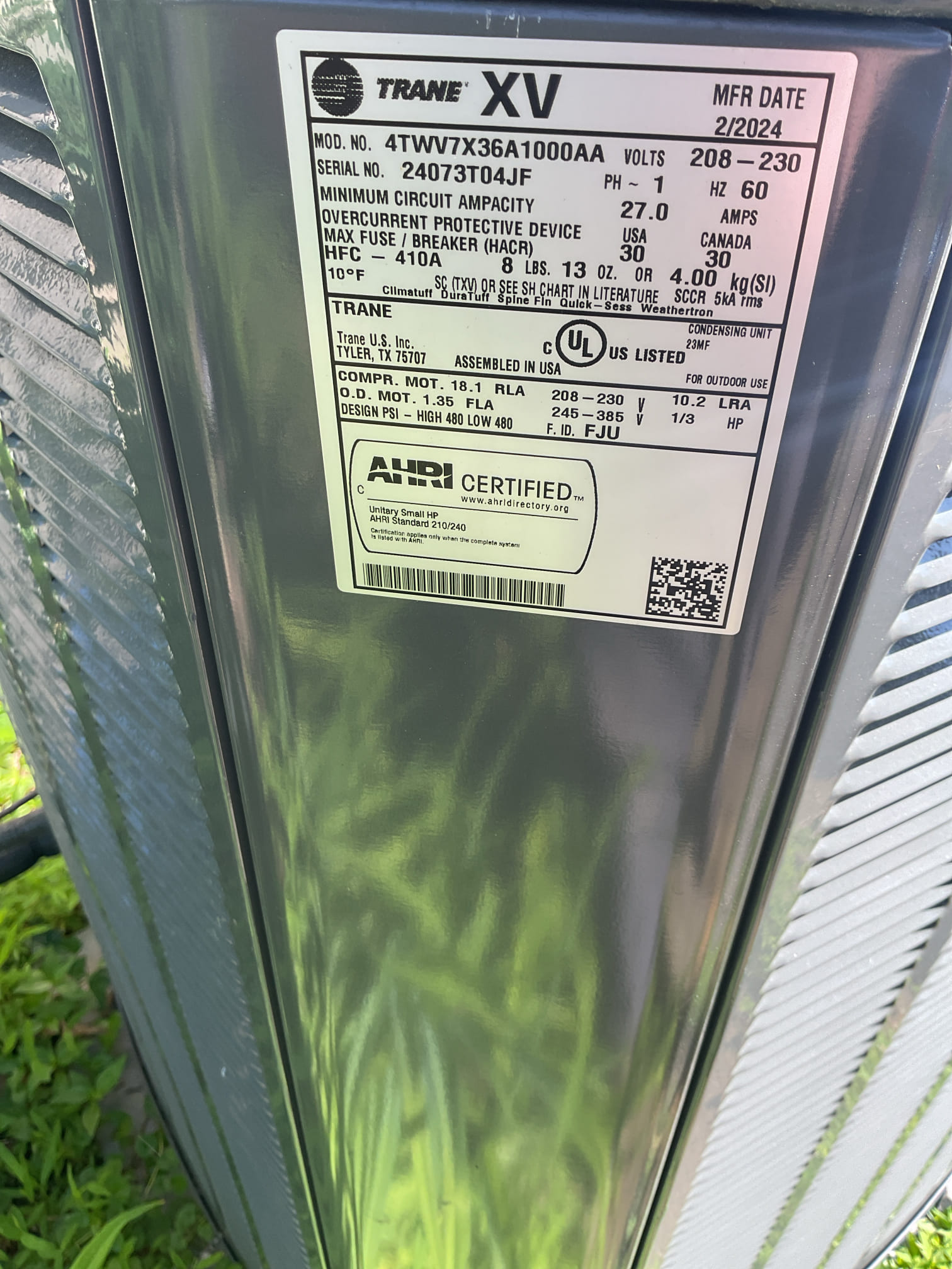 5/28/26 Dan 

I arrived to the customers home to service their 1 yr old trane a/c system . I checked the wiring connections and the voltages . I checked and replaced the indoor air filter , the filter size is 20x22x1.  I Inspected the indoor coil and tested the primary drain pan and cleared and tested the water drains and traps if applicable. I Took indoor temp splits at the return and the supply  and checked the blower motor condition and operation. I looked  at the outdoor unit wiring connections and voltages . I inspected  the outdoor components and checked my unit pressures by using super heat sub cool method.  System in good operating condition at this time. 
