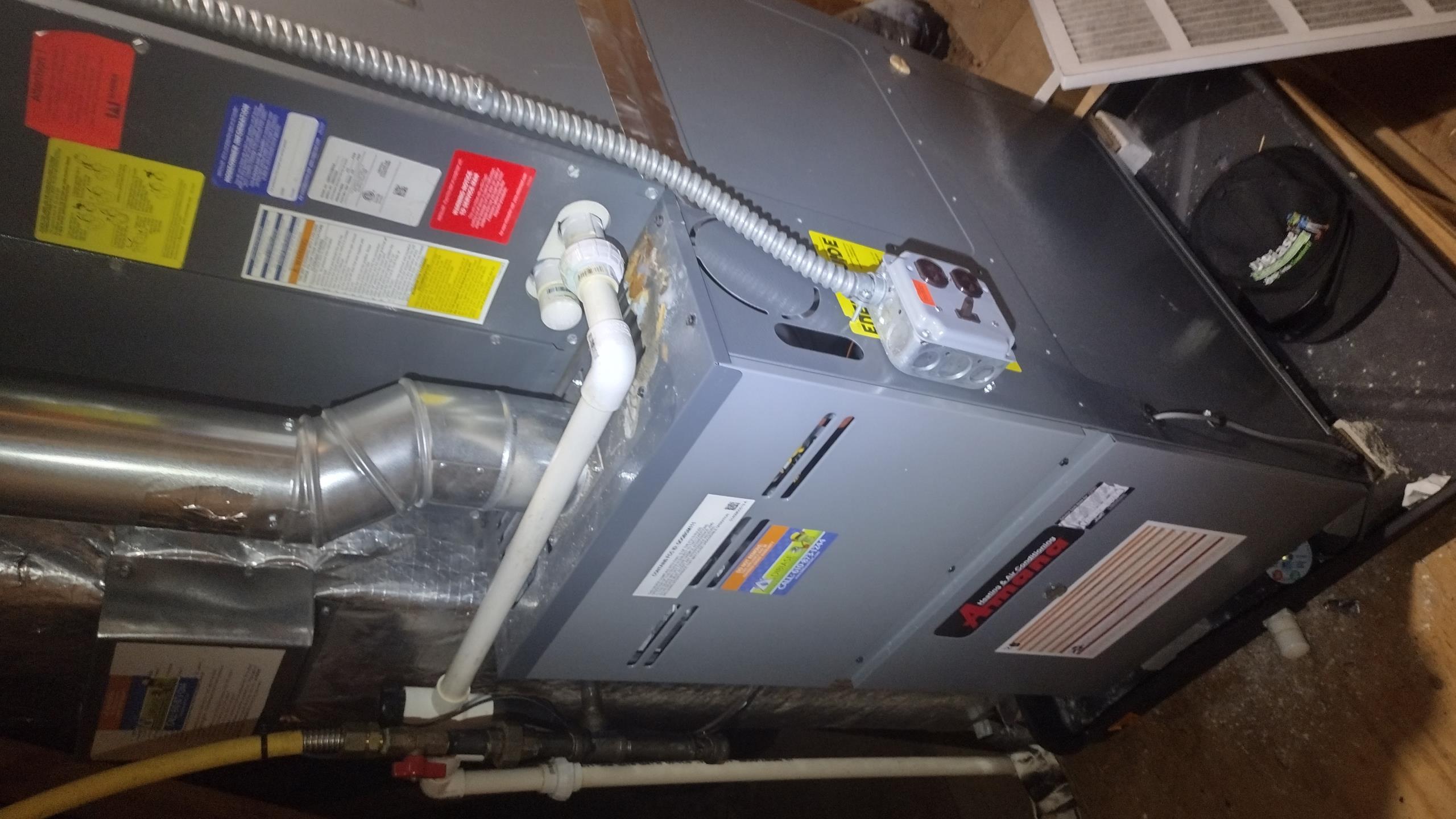 Luis 5-28-26
Performed ac tune up on Amana 3 ton ac unit from  2019. check electrical low and high voltage connections and components, replaced filter, check temperature split supply and return air ok flush drain inspect indoor coil ok check outdoor unit refrigerant pressures capacitors and contactor ok cycle unit ok. Talked to customer about indoor air quality, Provided estimate for coil contamination system. 