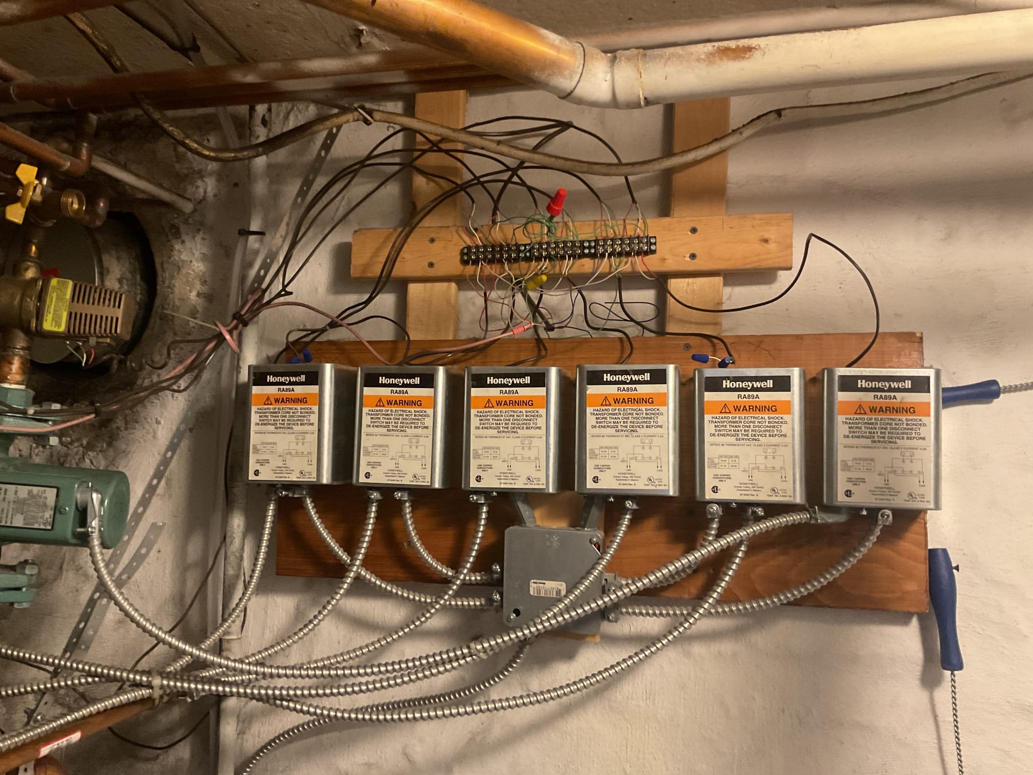 5/29/26. Installed new 75 Va  transformer. Found 2 of the relay boxes are getting a call. Disconnected tons of wiring if different combinations. Still sending power to 3r and 1r. Also cleaned up high voltage wiring grounds that were loose. Need to get another set of eyes on this job. At this point customer has hot water and no chattering. 