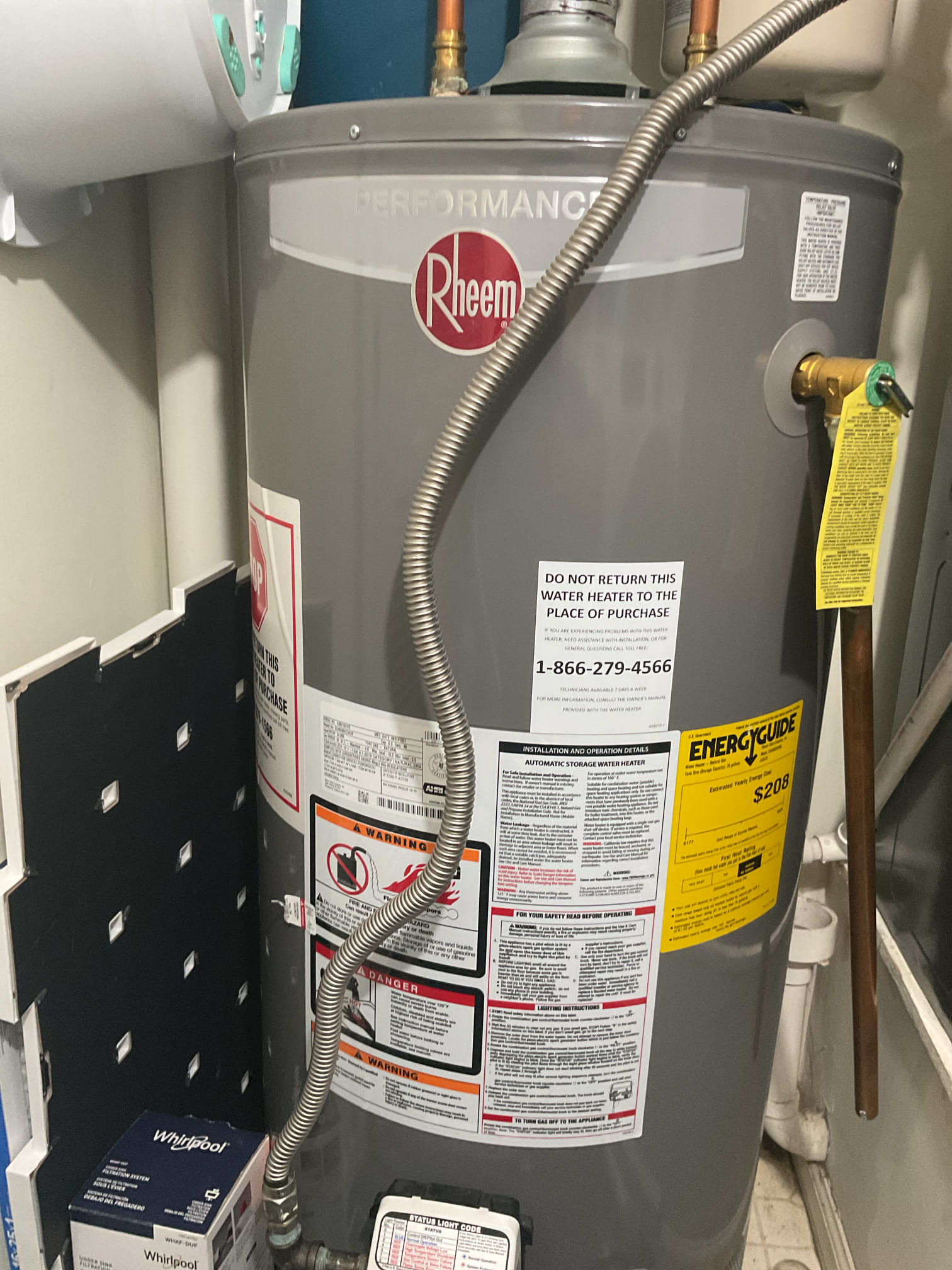 6/2/26. Performed water heater service on 2021 40 gallon Rheem natural gas atmospheric water heaters. Talked to tennet about pilot light going out on water heater. This issue only occurred once and has not re occurred. There is a possibility it was just a downdraft down the chimney as to why this happened, hard to say at this time. Drained sediment from bottom of water heater. Checked water pressure, temperature. Inspected burner. Provided estimate to install WiFi leak detection sensor, since there is nothing in place. Also got tennet to move plastic bag and items near hot exhaust pipe on top of water heater. Water heater is working properly at time of service. 