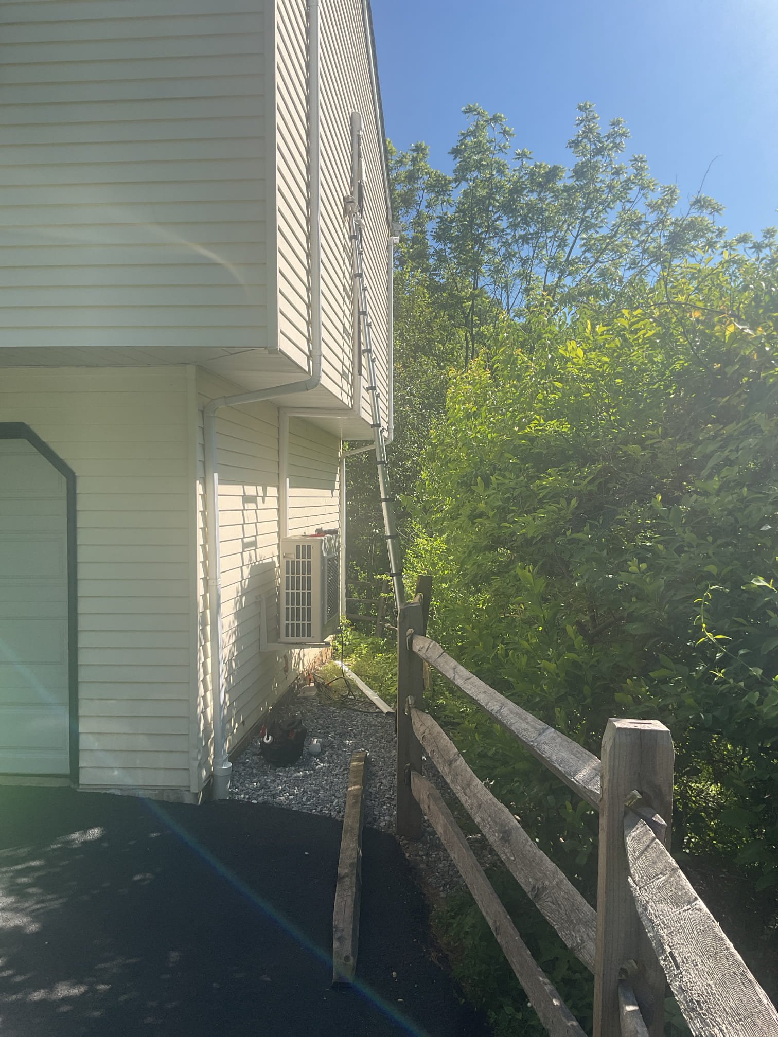 6/3/26. Fully assessed no cooling situation on 2020 Fujitsu mini split heat pump system. Found system no cooling at all. Found indoor unit and outdoor unit ruining. Pressure was 25 psi. Homeowner wanted to complete a leak search on the system. Pumped up with 425 psi nitrogen. Found fittings leaking about 15 feet up on the indoor unit connections, had to take out middle fence post to lock in ladder to not fall down the hill. Oil everywhere. Priced out repair for (2) guys to make the connections inside and remove linset and indoor head and re install. This repair came out to around $4000.00 . Recommend to that the repair is not the best option due to further issues that could happen. Recommend replacing with a system with a good warranty, set up appointment to have someone come out today to price out replacement. 
