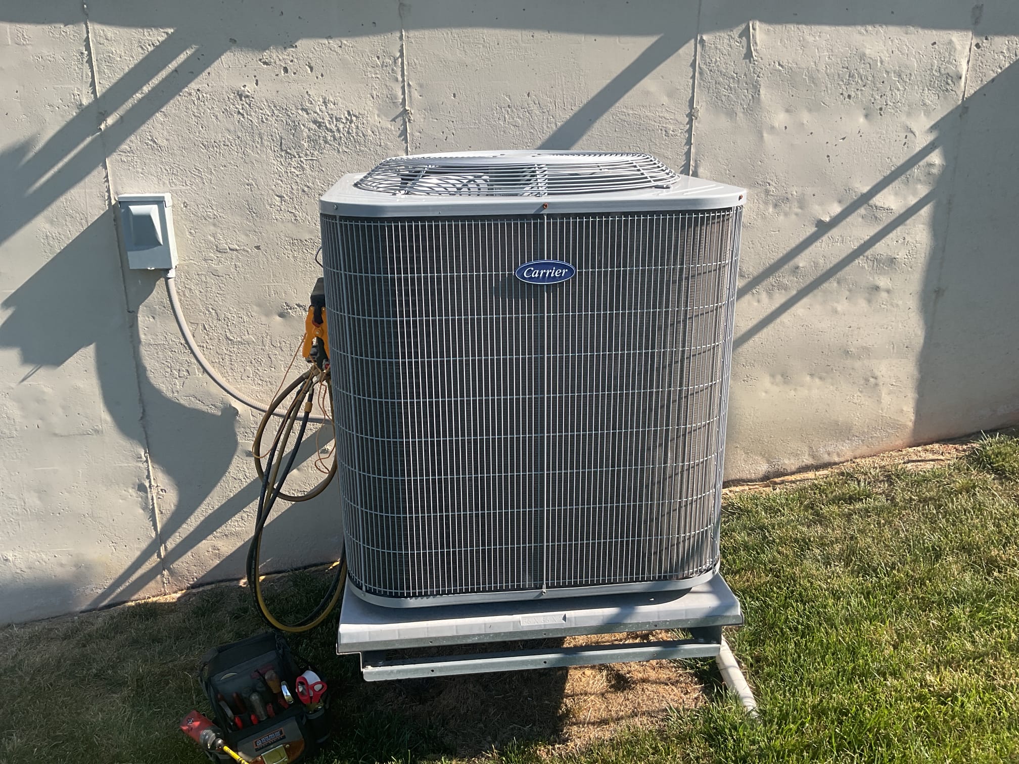 6/4/26 performed precision a/c tune up on 2019 carrier a/c. Replaced 20x25x4 air filter, provided by homeowner. Checked all electrical connections and components. Flush condensation drain with water. Recommend installing an ez trap with a float switch to protect from water damage. Checked temperature split. Tested outdoor capacitor. Also found no surge protection for inside control board an ecm motor. Provided estimate to install. Checked refrigerant pressures and temperatures. A/c is working at time of service. 