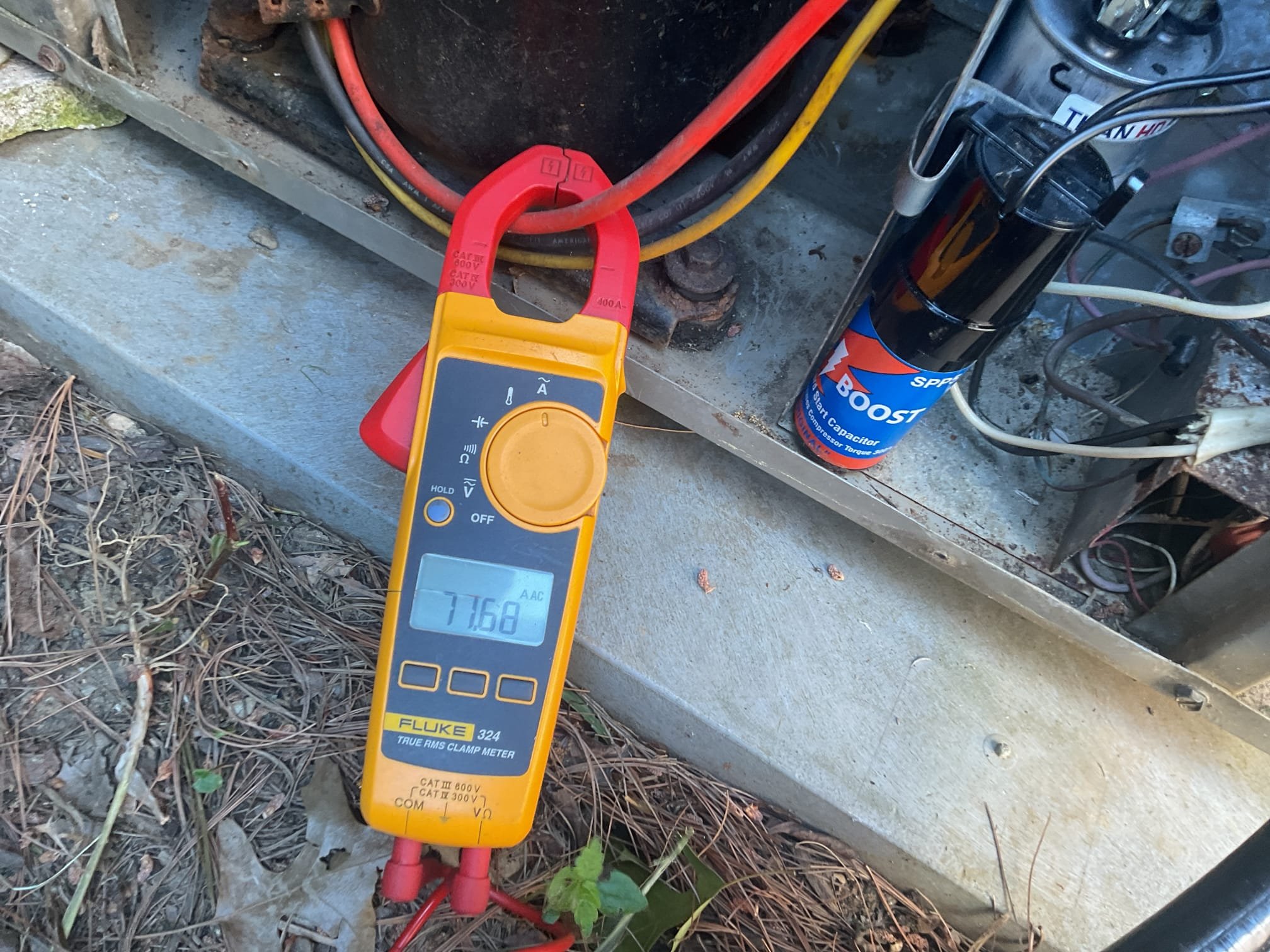 6/4/26. Performed precision a/c tune up on 1990 Goodman a/c. Joesph recently replaced 12x20x1 air filter, outside duel capacitor and hard start kit. Also inspected evaporator coil and cleaned outside condenser coil. Tested blower capacitor it tested good at 19.6mfd. Checked temperature split and found no change. Went outside and found condenser fan motor running and r-22 compressor trying to start but was locked up at 74 L.R.A. . Explained to Joesph that there is now way to fix the compressor. A/c system needs replaced. Set up appointment for today to have someone come out to give a replacement quote. 