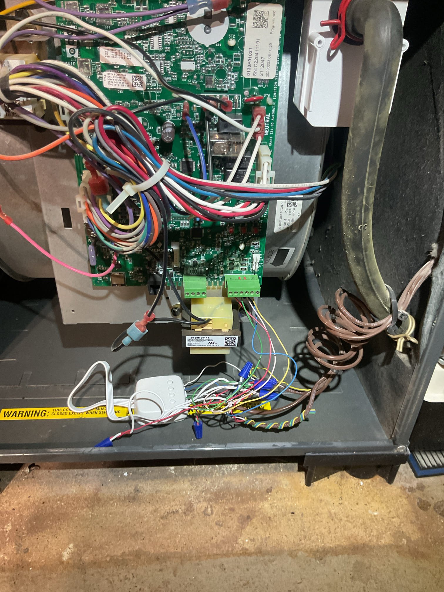 Installed Ecobee Premium for Pro thermostat. Configured and wired for AC with gas furnace.

Used power extender kit because there are only 4 conductors at thermostat.
Tried to run a new wire but there is a metal box that my wire pull stick hits close to where the thermostat is mounted. 

Connected thermostat to WiFi. Homeowner will down load app and register the thermostat. 
Connected room sensor.

Tested system afterwards in heating and cooling. 
 
System operating well at this time.
