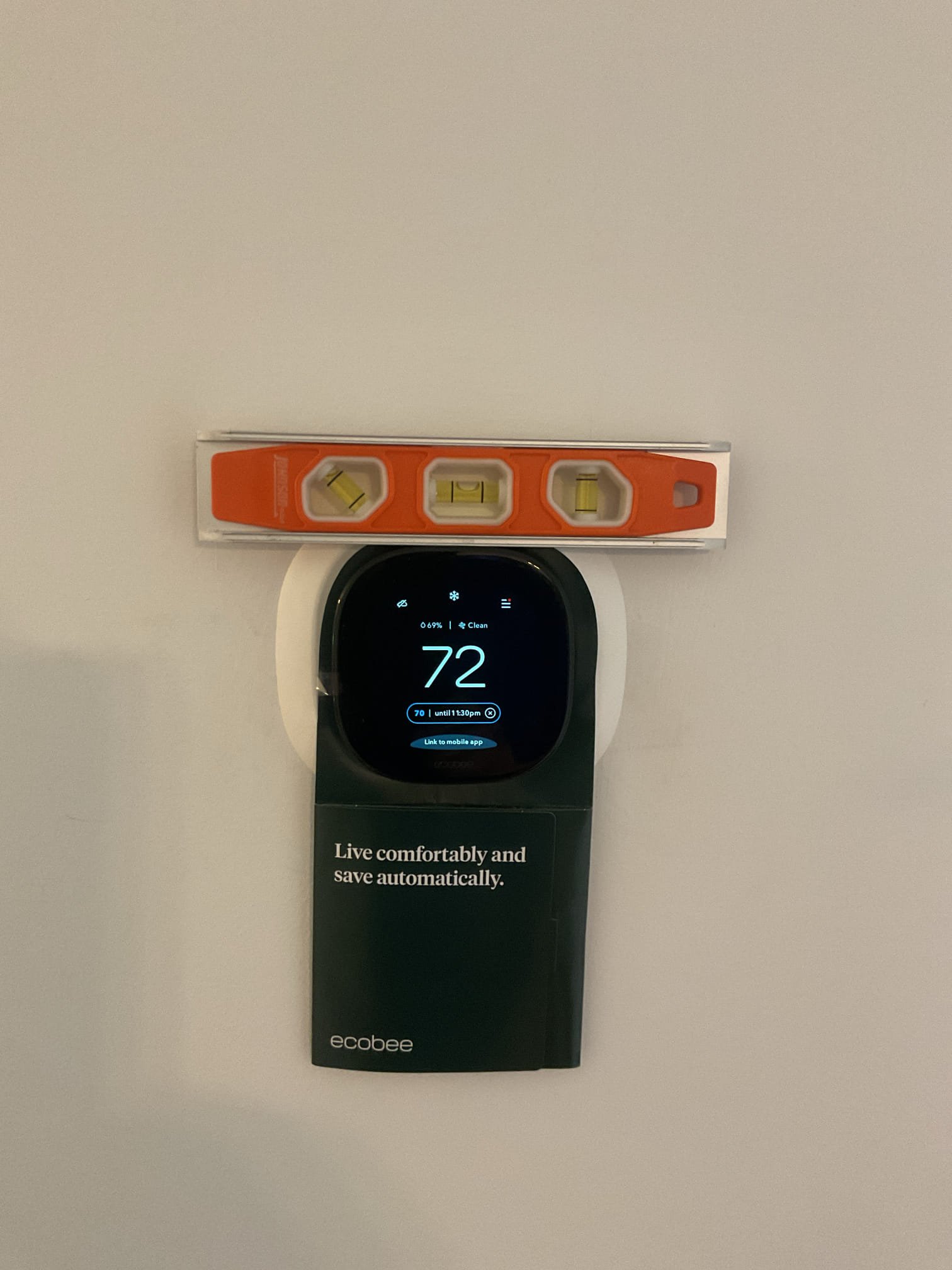 Installed Ecobee Premium for Pro thermostat. Configured and wired for AC with gas furnace.

Used power extender kit because there are only 4 conductors at thermostat.
Tried to run a new wire but there is a metal box that my wire pull stick hits close to where the thermostat is mounted. 

Connected thermostat to WiFi. Homeowner will down load app and register the thermostat. 
Connected room sensor.

Tested system afterwards in heating and cooling. 
 
System operating well at this time.
