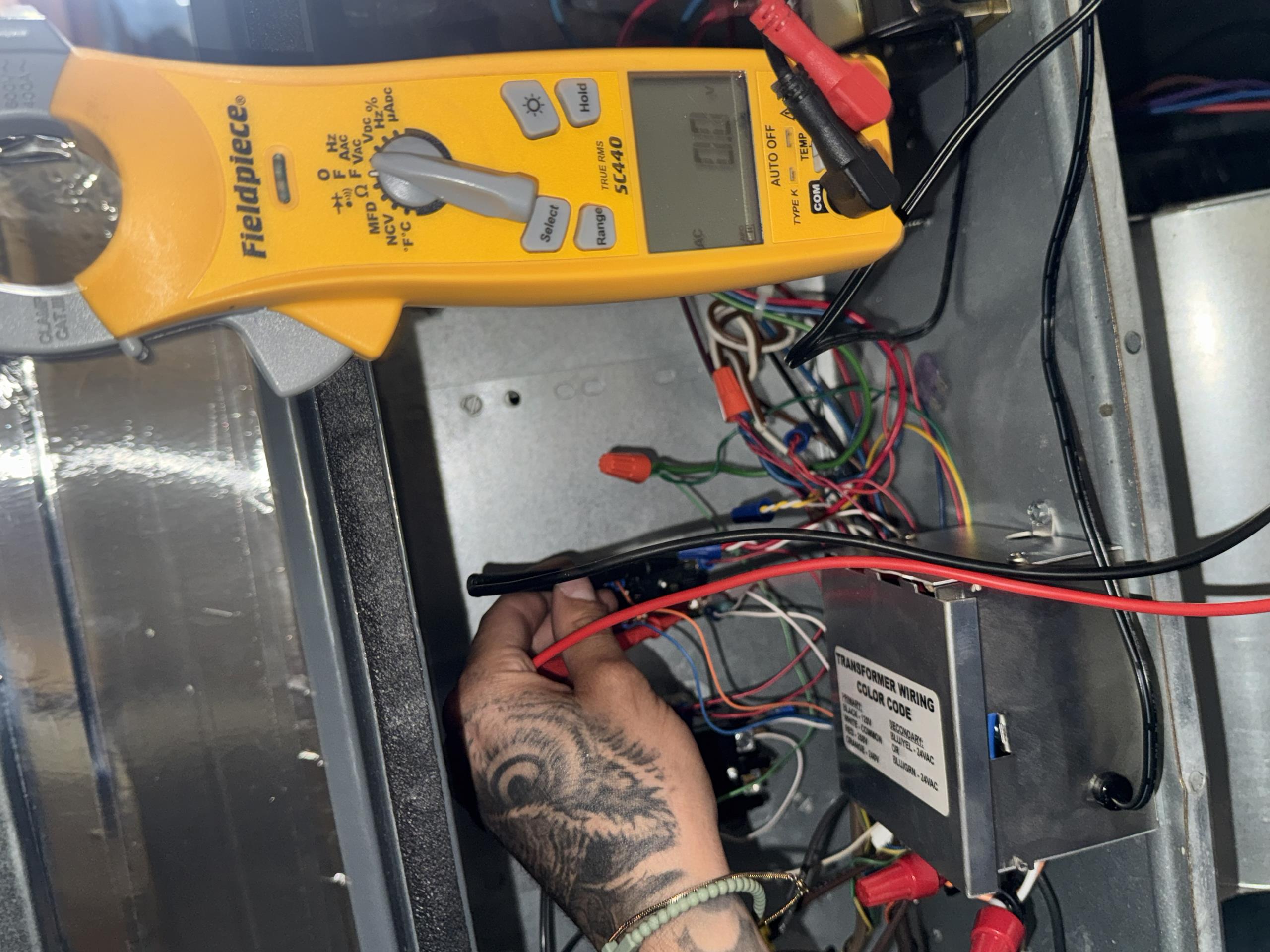 -Arrived on site and spoke with customer 
-Located system/tstat and verified operation
-Tstat was blank on no display was shown
-Removed access panels and verified power
-Was only getting 120 at transformer and also realized the control board fuse was popped
-Inspected wiring and noticed one of the line wires coming off the switch was disconnected from wire nut
-Wire nutted back together and tested operation 
-Was getting 240v at transformer but fuse popped again
-Ran out of all my fuses (4) and didn’t have popped to continue diagnosis 
-Return visit is needed system is inoperable

6/5/26
   
Found contactor coil reading 1.1ohms and smelling of burned up electronics.
Outdoor contactor coil has shorted. New contactor is needed. There is a parts warranty. Price is $174.83 as opposed to $335 non warranty. 
Homeowners agreed to diagnostic fee and replace contactor under part’s warranty. 

Replaced 1+shunt contactor at outdoor unit and the 3A fuse at indoor control.
Tested system by making 