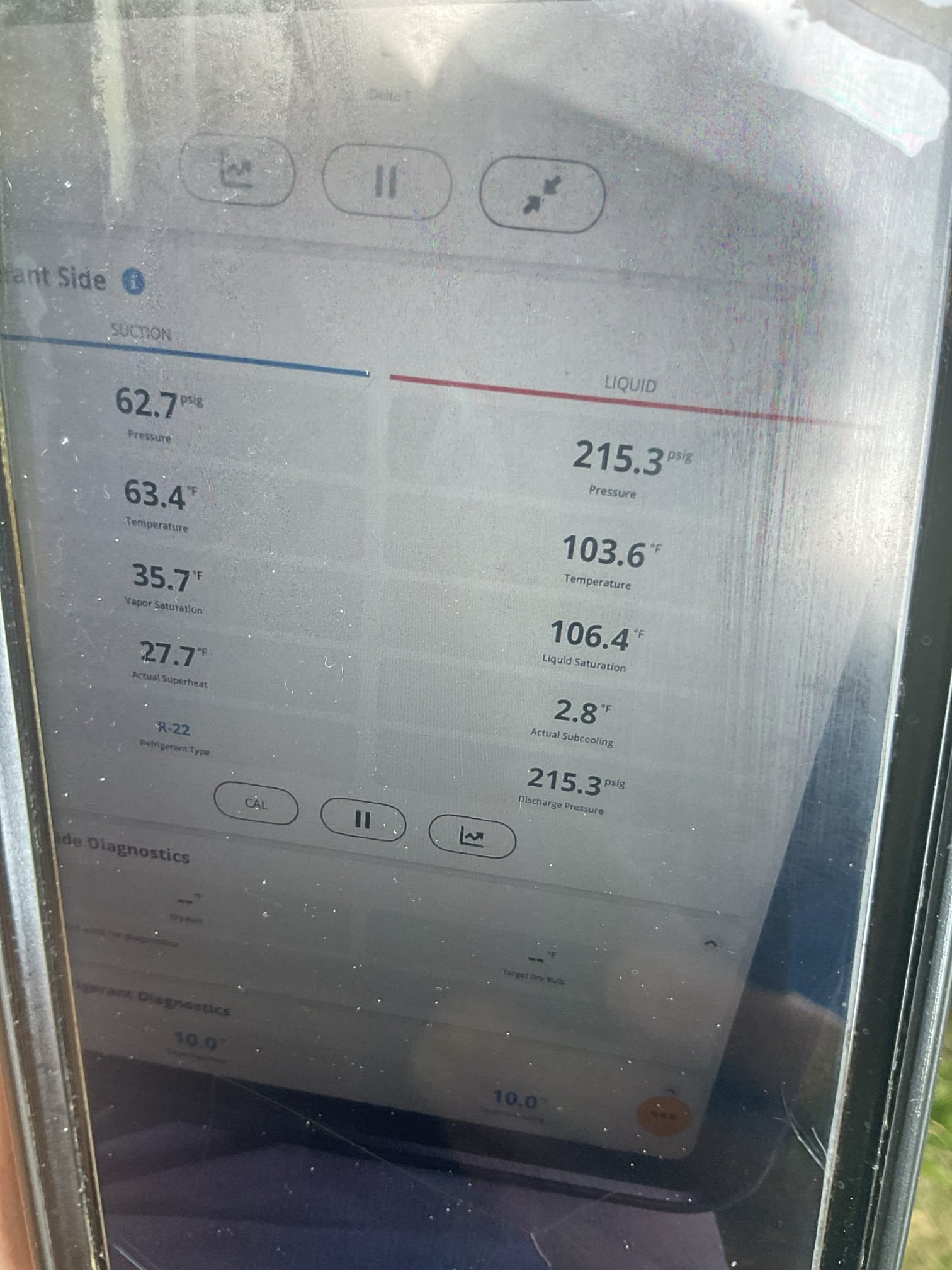 Luis 6-5-26 
Performed tune up on 3 ton Bryant ac unit from 2000. Found system running on cooling, check electrical inside blower and thermostat operation. Flush drain test pump and clean trap. Check airflows 15 degree split indoor coil not as cold as other years. Check outdoor unit refrigerant r22 are lower than normal this year. Customer to expect lower cooling capacity soon. Capacitor is reading 0 mfd the reason the compressor is running is because the super boost. I provided estimate to replace capacitor, I would highly recommend system replacement. Customer approved capacitor replacement. Test system operation after repairs. Ok. System currently operational but requires recommended repairs and has passed normal life expectancy. Replacement of system is strongly recommended.