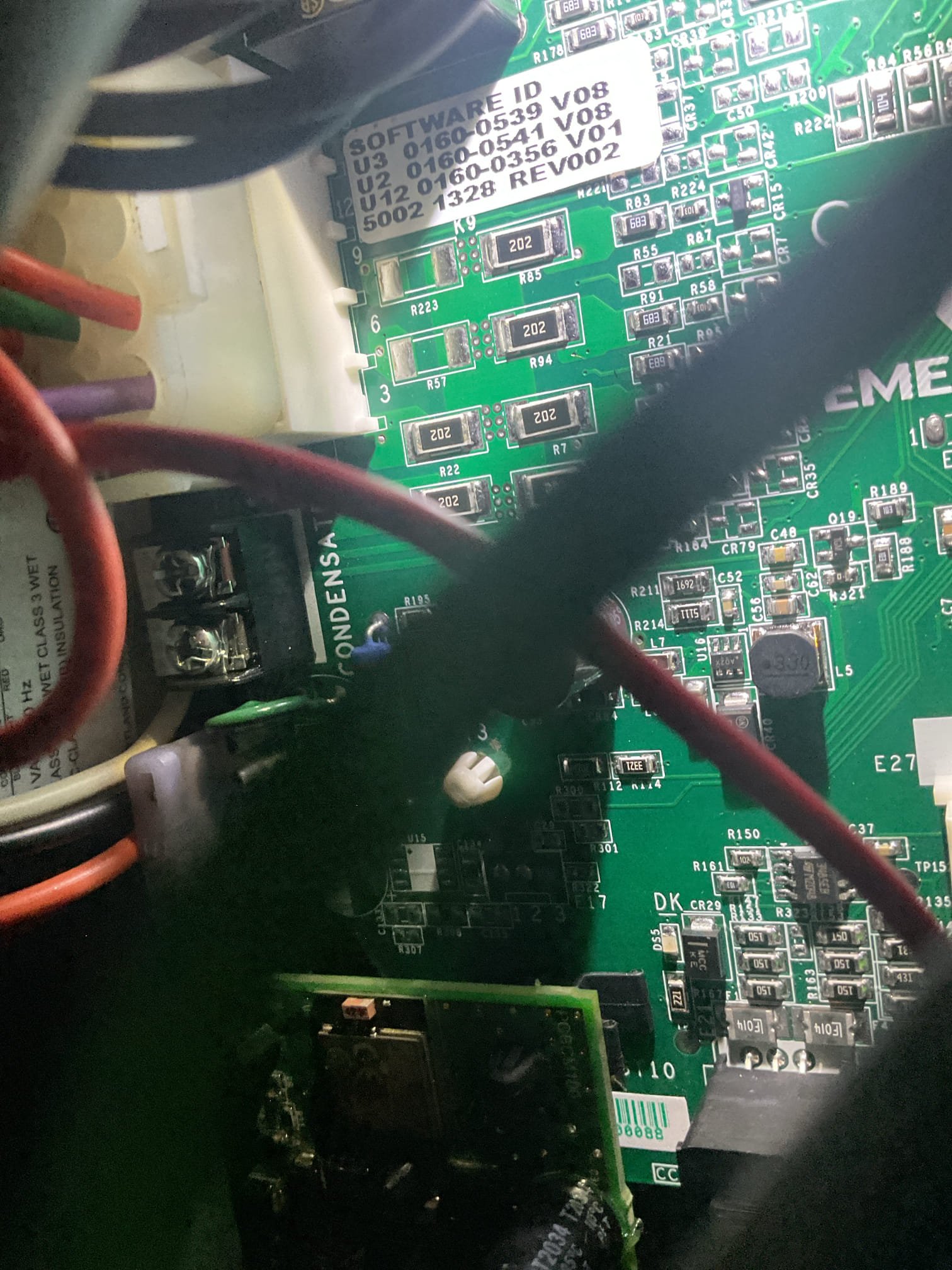 I arrived to look at a newly installed a/c systems. Customer also had said he gas a lot of switches not working. I found his main panel has a failed surged protection. 
Found both indoor boards with no display . I have 121 volts coming into the unit. I have 24 volts on the transformer, but no display. Also main breaker panel has a failed surged panel protection.  I believe we will be coming back control boards Saturday to see if we can get the units back up and running still might be more potential issues due to the surge. 