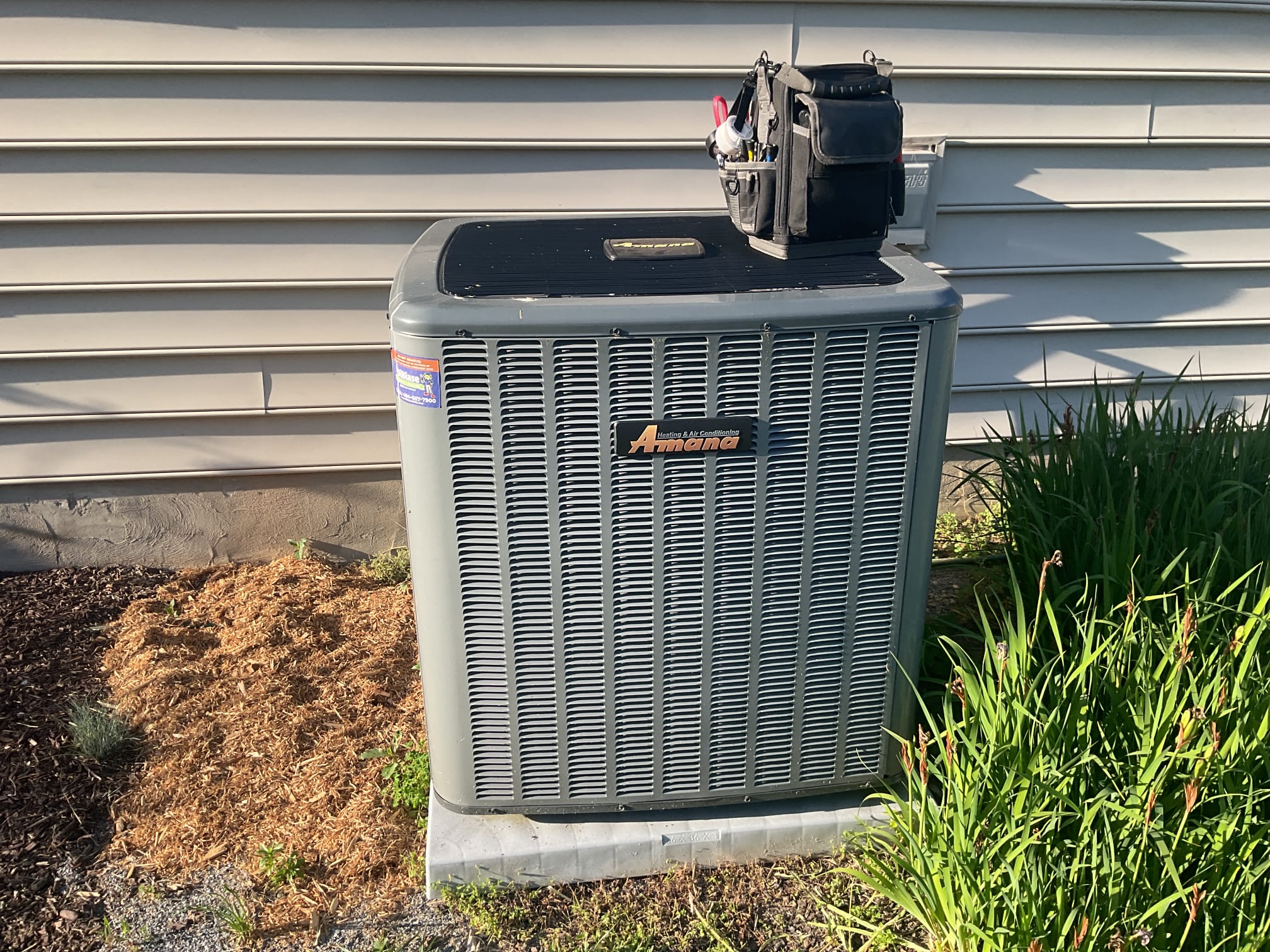 6/5/26. Fully assessed no cooling situation. Found indoor blower running but nothing running outside. A/c is a 2023 amana a/c installed by dibiase. Found failed 45/5 capacitor. Also found burnt ends on the wire terminals. Replaced terminal ends and 45/5 capacitor. Tested operation. Checked 410a refrigerant pressures. A/c is working properly at time of service. 
