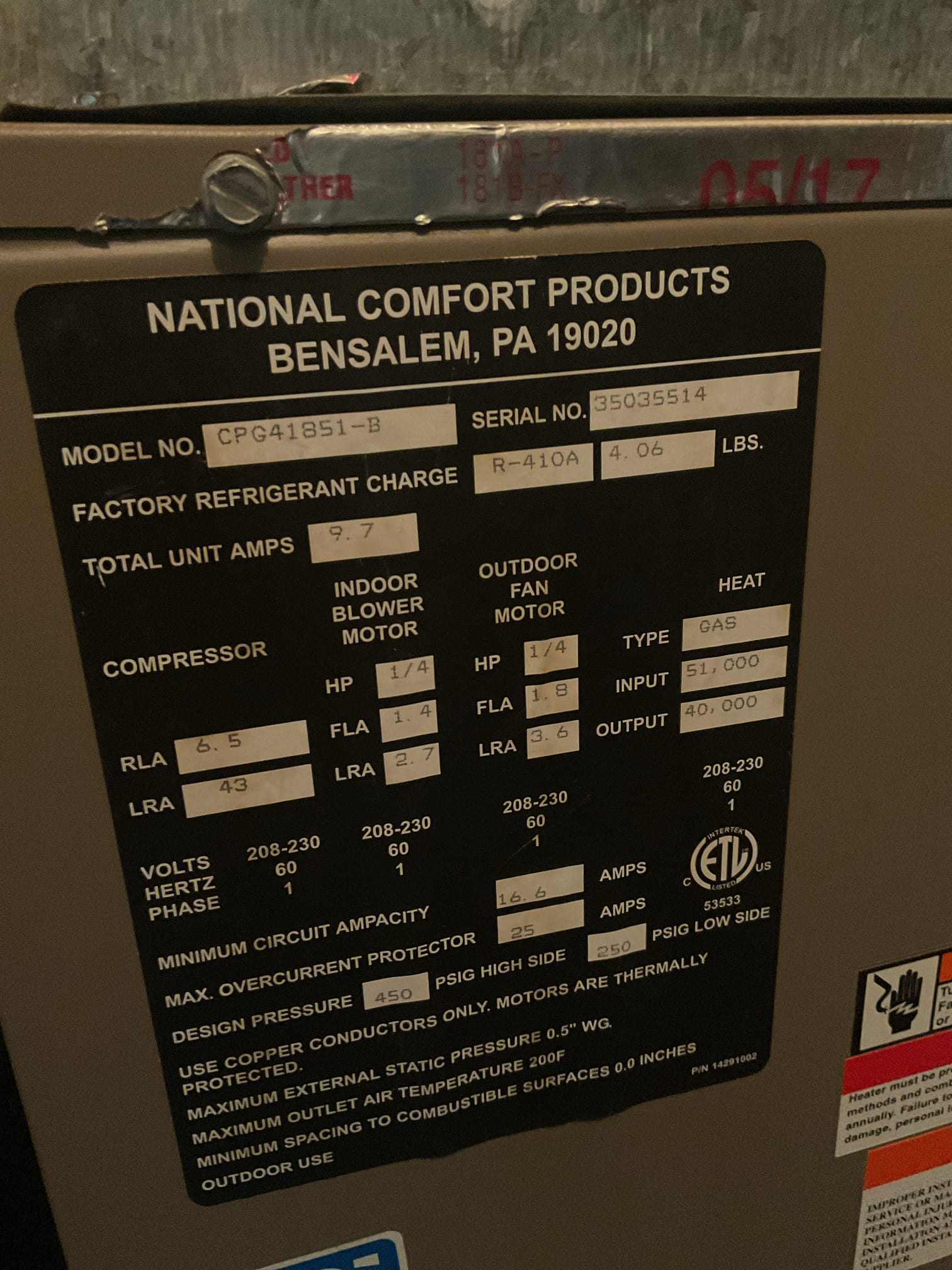 6/8/26 Dan 

I arrived to the customers home to service their 15 + yr old ncp package a/c system.  . I checked the wiring connections and the voltages . I checked and replaced the indoor air filter , filter size is a 16x25x1. I Inspected the indoor coil and tested the primary drain pan with water and flushed the drain line and cleared. I Took indoor temp splits at the return and the supply  and checked the blower motor condition and operation. I looked at the outdoor unit wiring connections and voltages . I inspected  the outdoor components and checked my unit pressures by using super heat sub cool method.  The system is currently operational but past normal life expectancy. Replacement of system is recommended in the near future. 