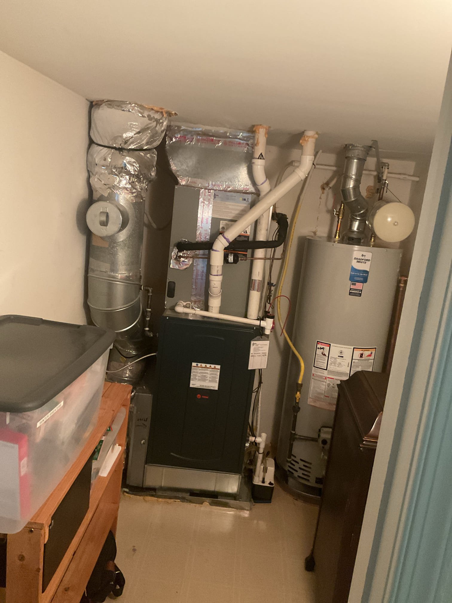 Luis 6-8-26
Customer called in for no air flow on one side of the house, inspect ductwork heater is located on second floor with main truck on attic. I inspected ductwork, found 12 in flex duct damper feeding that part of the house not working properly (broken lever) provided estimate to remove damper, customer approved repair, and does not want new damper install (manual). Test airflow after repair ok. Air flow is much better now, customer is satisfied. Indoor unit and water heater are located on second floor condensation pump is on the outside of the auxiliary pan, inside auxiliary pan has float switch. Water heater does have a pan but not an alarm. Provided estimate to add water protection, and thermostat upgrade 