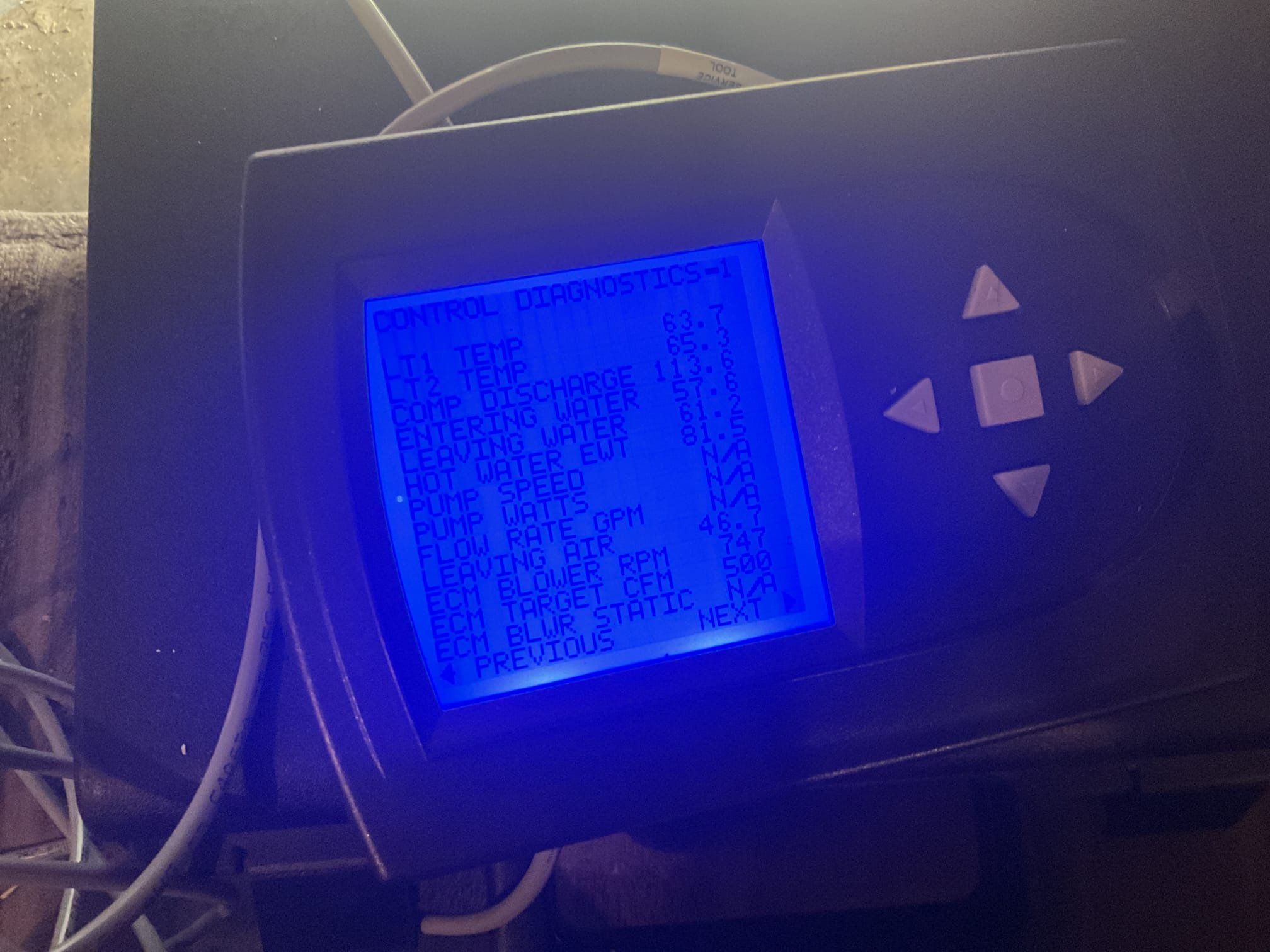 6/8/26. Fully assessed no cooling situation on approximately an 11 year old climate master geothermal heat pump system. Hooked up geothermal service tool and found the last 5 alerts were Lt2 error code which is low coil temp code. Found between the entering water and leaving water temperature was only 4 degrees. Hooked up refrigarant gauge. Pressures were 197/83, low on charge. Explained to Phillip there is (3) options. Option (1) add refrigerant but understand the system is leaking. Option (2) try to find the leak usually it’s in evaporator coil which is about a$6,000 repair. Or replace the geothermal which our office can price out. He decided to add refrigerant for now added 2lbs 410a pressures are now 270/134. 