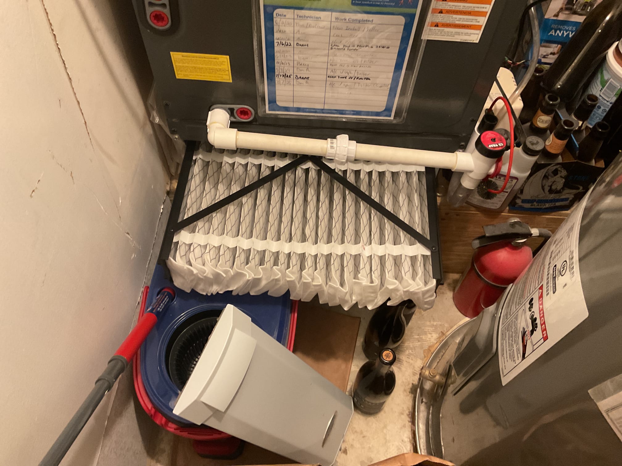 6/8/26. Fully assessed no cooling situation on 2020 amana heat pump. Found indoor blower motor running but not outside heat pump. Found failed 35/5 capacitor. Replaced capacitor under parts warranty and tested operation. Also performed tune up on amana heat pump system. Checked temperature split. Brushed out ez trap. Inspected evaporator coil. Aprilaire 313 filter is clean. Checked refrigerant pressures and temperatures. Recommended installing x13 surge protector. Installed and tested operation. 