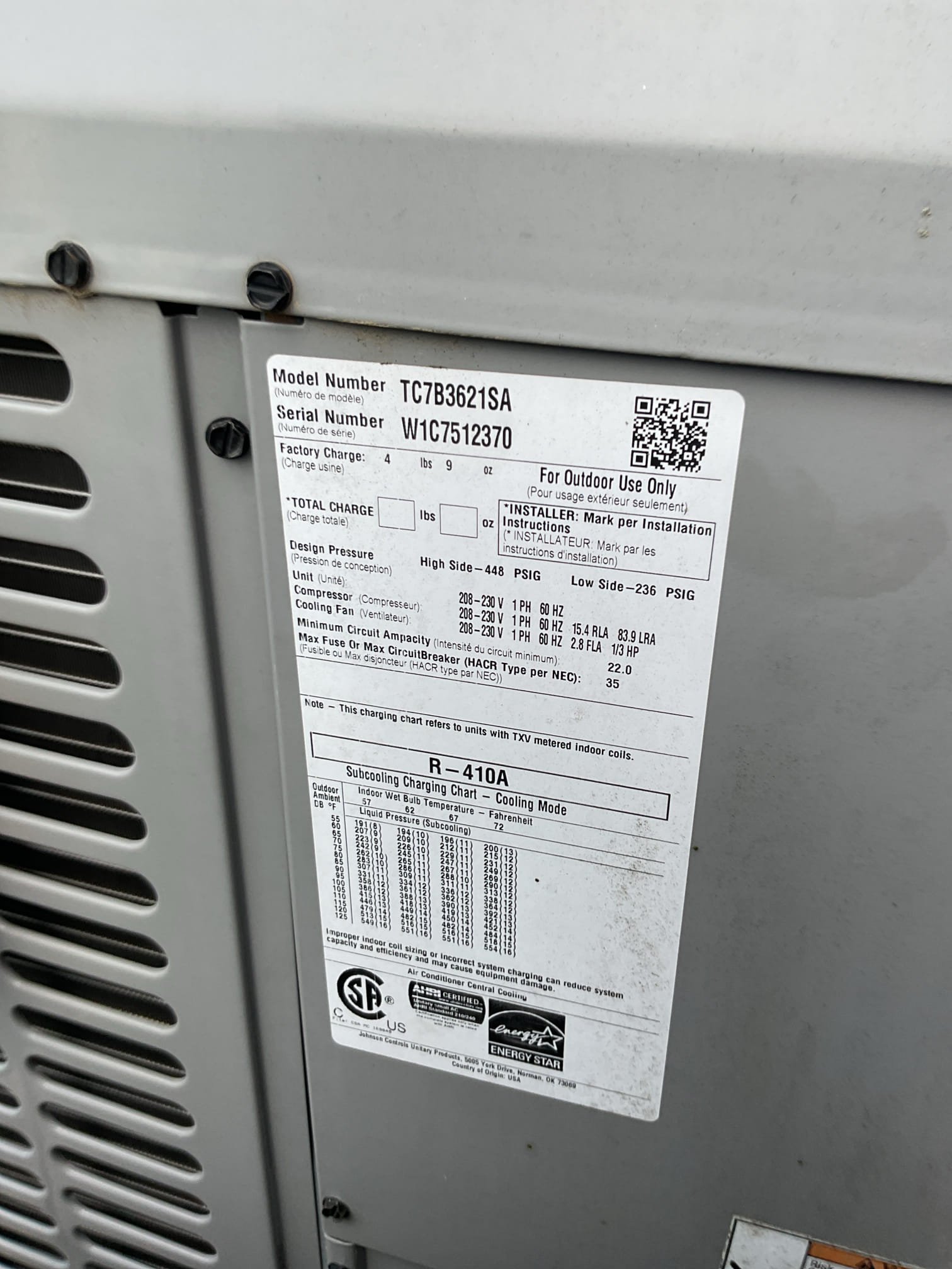 1st floor system not cooling.
3 Ton Luxaire AC dating to 2017. Furnace is Rheem 89% efficiency from 2009 17 years.

Found failed ECM condenser fan motor as the clue for no cooling. Offered to install PSC fan motor today, also discussed replacing system before making any decisions.

Homeowner agreed to replacing condenser fan motor.
Completed work and tested today. Used 1/3HP condenser fan motor with 7.5uF capacitor and tested system.
There is no overfill protection switch on AC drain line. Offered and provided estimate for EZ trap.
There are no surge protectors. Offered and provided email estimates. 1 for indoor equipment 1 for outdoor equipment. 

Temperature split 19° Good 
Refrigerant data after 15 min run time indicates a slight undercharge: Subcooling=2.7°  Superheat=17.4°
Offered to charge system to design subcooling (8°-10°) he decided not to charge system refrigerant today. Left email estimate.

Completed AC tune up for 3 Ton Luxaire AC system

Replaced 16x25x1 filter
Indoor an