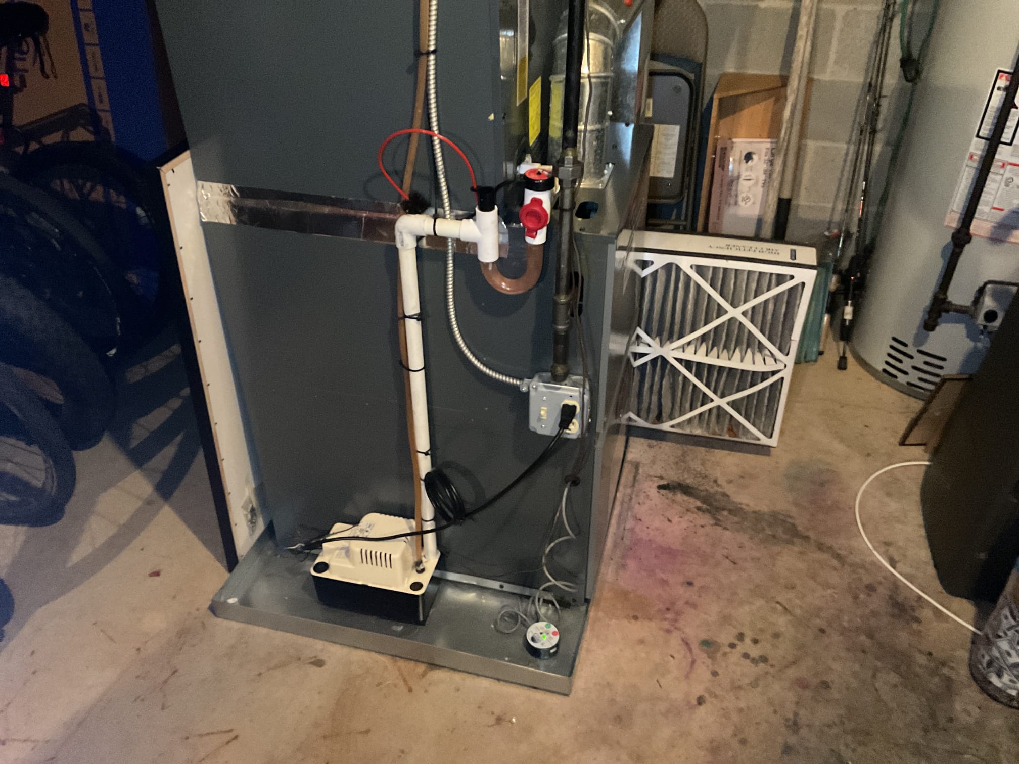6/9/26. Performed precision a/c tune up on 2022 amana a/c system. Media filter is ok. Checked all electrical connections and components. Flushed out condensation drain. Checked temperature split. Found no surge protection on blower motor. Talked to landlord about this. Checked refrigerant pressures and temperatures. A/c is working properly at time of service. 