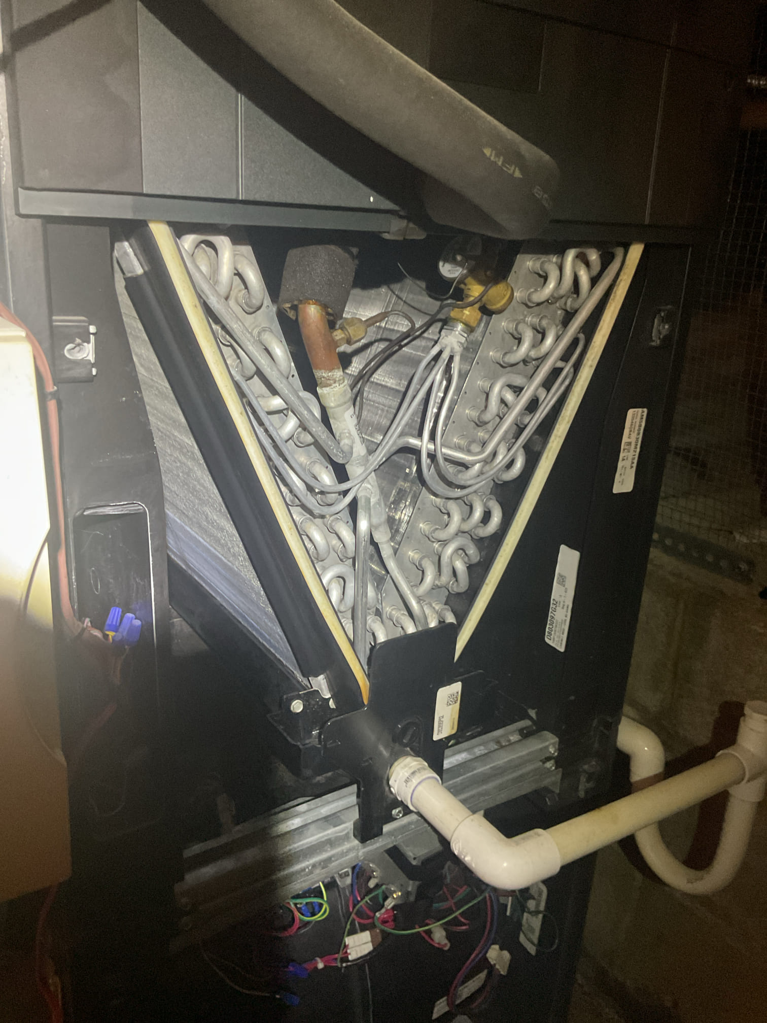 Luis 6-9-26
Performed ac tune up on two heat pumps. Attic and first floor. Attic trane 4 months old. And 13 year old first floor heat pump. Both filters ok 213 and 413 ok. Flush drain clean pump check airflow supply and return ok. Check indoor coils and blower. Check outdoor unit electrical components and connections low and high voltage. Level first floor heat pump using stone. Adjusted charge 454b to newer unit. 
First floor heat pump components are starting to get below standards. Indoor blower compartment is starting to show biological growth and refrigerant levels are starting to get lower. System currently operational but nearing end of normal life expectancy. Due to age, replacement of system should be considered in near future. 