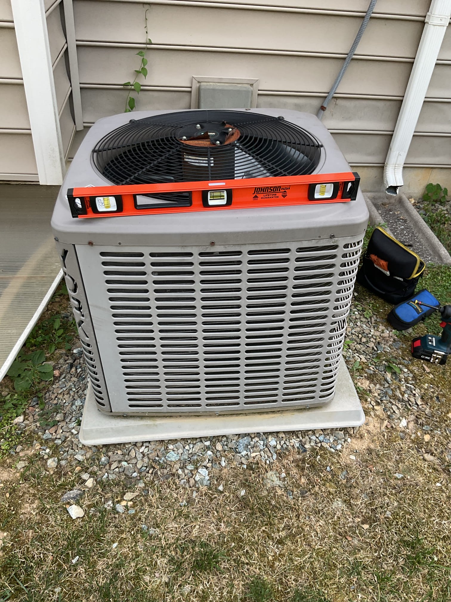 Completed AC tune up for 3 Ton York AC system
Equipment is gas funace AC dates to 2010. 16 years old. 

Replaced 16x25x1 filter
Indoor coil has good amount of rust as to be expected given age. Outdoor coil not level. Provided estimate to level outdoor unit. 
Inspected wiring, controls, electric motors and components; left estimates for surge protectors. Low voltage wire is poorly strapped and bare at outdoor unit. Provided estimate to repair. 
Measured temperature split and static pressure 
Inspected drains; tested condensate pump added treatment tabs to drain pan. Vinyl tubing is old and discolored, provided estimate to replace. *Terminates at sump pit. 
Checked integrity of compressor motor (mega ohm test)

Assessed refrigerant charge checked pressures. System was running at 25° superheat. 15°-17° is the target. System is undercharged. Provided estimate to charge system. Coupled the refrigerant and wiring repair as required repairs. Also discussed replacing system before moving forwa