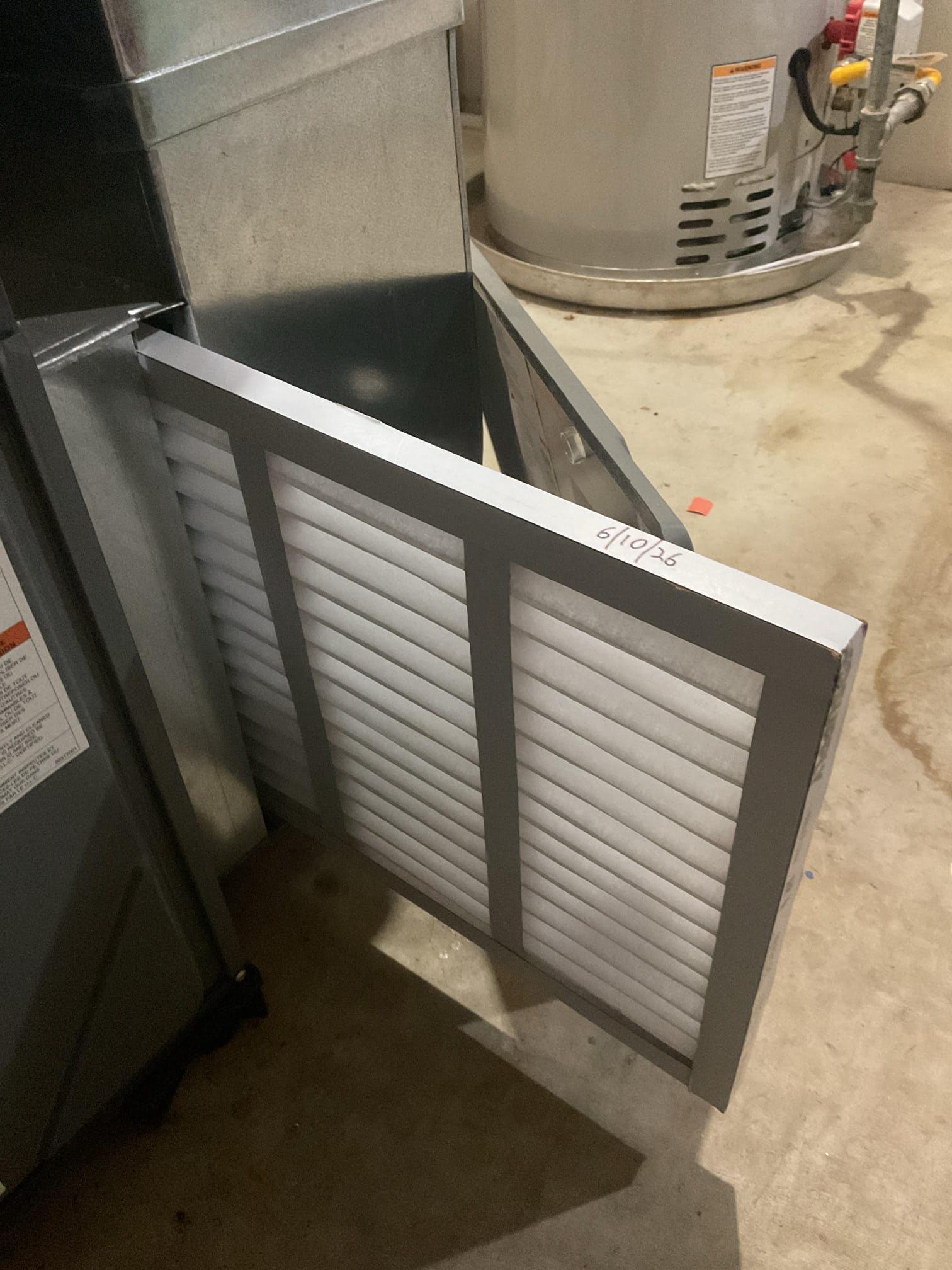 6/10/26 Dan 

I arrived to the customers home to service their 10+ yr old Trane a/c system.   I checked the wiring connections and the voltages . I checked and replaced  the indoor air filter , filter size is a 16x25x1. I Inspected the indoor coil and tested the primary drain pan with water and flushed the drain line and cleared. I Took indoor temp splits at the return and the supply  and checked the blower motor condition and operation. I looked at the outdoor unit wiring connections and voltages . ( found low volt wiring was chewed by a field mouse , wires needed to be repaired ) I quoted the customer for the wiring repair and she approved. I fixed the low volt wiring and continued on with the check up. I inspected  the outdoor components and checked my unit pressures by using super heat sub cool method.  The system is currently operational but past normal life expectancy. Replacement of system is recommended in the near future. 

I did leave a replacement estimate, and a few water s