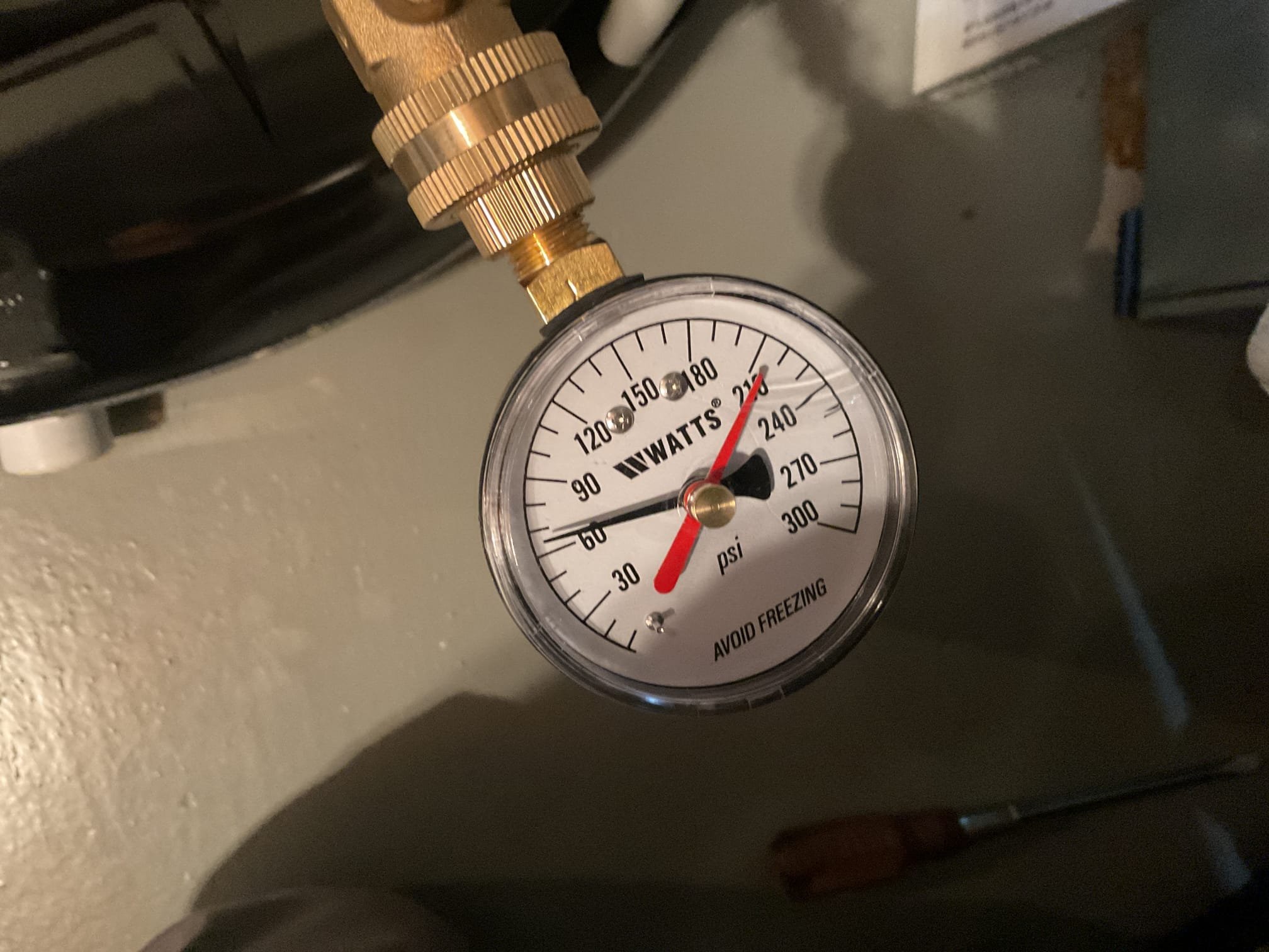 6/10/26. Checked water pressure when I arrived it was at about 48 psi. Made adjustments to pressure reducing valve and got the pressure to 65 psi. She ran several showers and kitchen faucet. Homeowner agreed that this was a good pressure for the home. Took photos of pressure readings. 