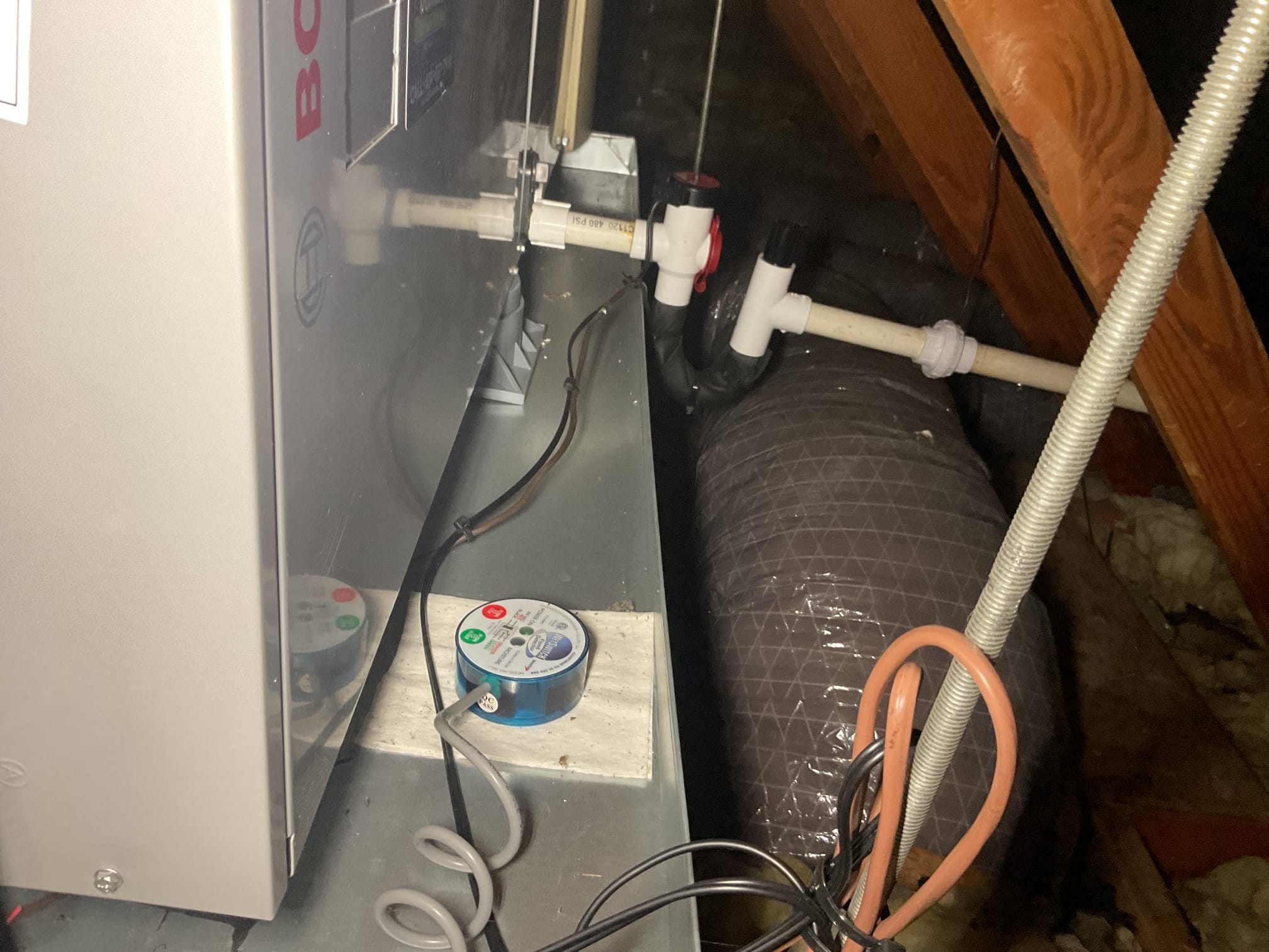 6/11/26. Performed precision a/c tune up on 2023 Bosch heat pump system. Replaced aprilaire 201 air filter. Checked all electrical connections and components. Flushed condensation drain. Checked temperature split. Checked refrigerant pressures and temperatures at Bosch outside control board. A/c is working properly at time of service. 