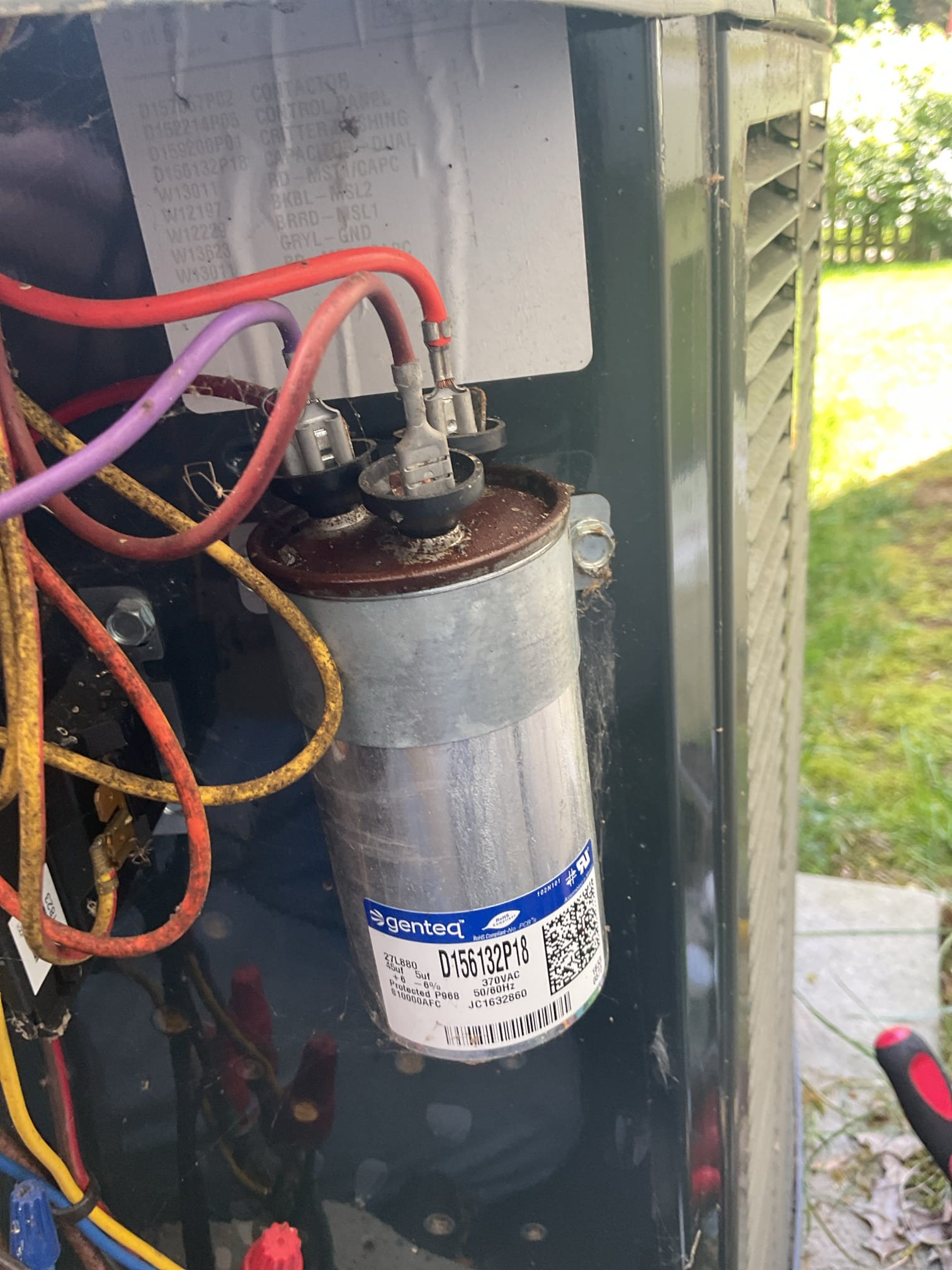 6/13/26 Dan 


I arrived for a no Cooling call on a Trane 8 yr old system. I started with inspecting the indoor unit. I confirmed that the filter was ok, made sure the blower motor runs , and that the indoor coil was free of ice or debri. I went to the outdoor unit and inspected the system components and made sure the system has pressure. Found the dual capacitor failed. Got approval from the customer to replace the capacitor. Remove the failed capacitor and replaced with new and inspected my connectors. Turn the system back on and tested system operation. Everything is back up and running at this time of service for diagnostic and capacitor repair. Total $411.40 paid by cc. 