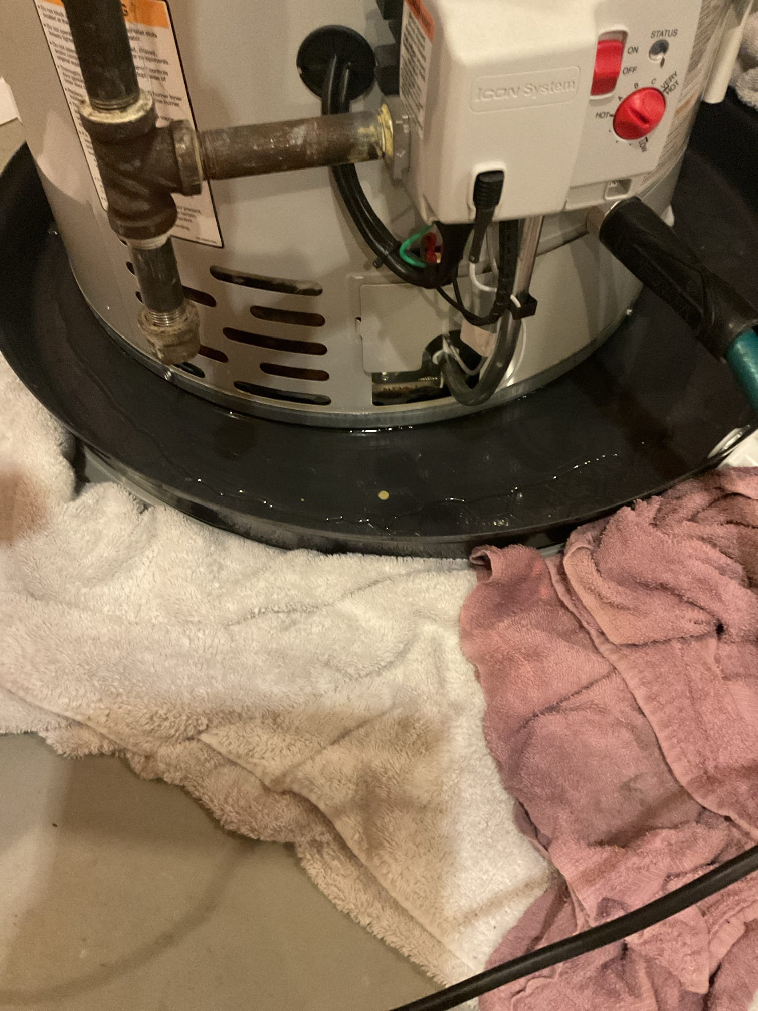 6/13/26 Dan 

I found the Customers expansion tank was waterlogged. I quoted the customer for a new expansion tank. He agreed with the pricing.  I drained a little bit of water out of the water heater and removed the failed  tank. I prepped the new tank and set pressure 70 PSi. When vacuuming the water out of the pan, I still saw water seeping from the water heater into the pan. The customer will monitor the rest of the weekend may just be residual water from filling the pan originally from the expansion tank failure or the jacket may have a rip  in it, which will compromise the water heater, I did take pictures of the customers warranty paperwork office will look at it on Monday and we can find out if the water heater is actively leaking or if it was just residual water from the expansion tank, but i collected for the expansion tank replacement and diagnostic . Total due $482.23 paid by check # 12945 

I did leave an estimate cost for a new water heater . 