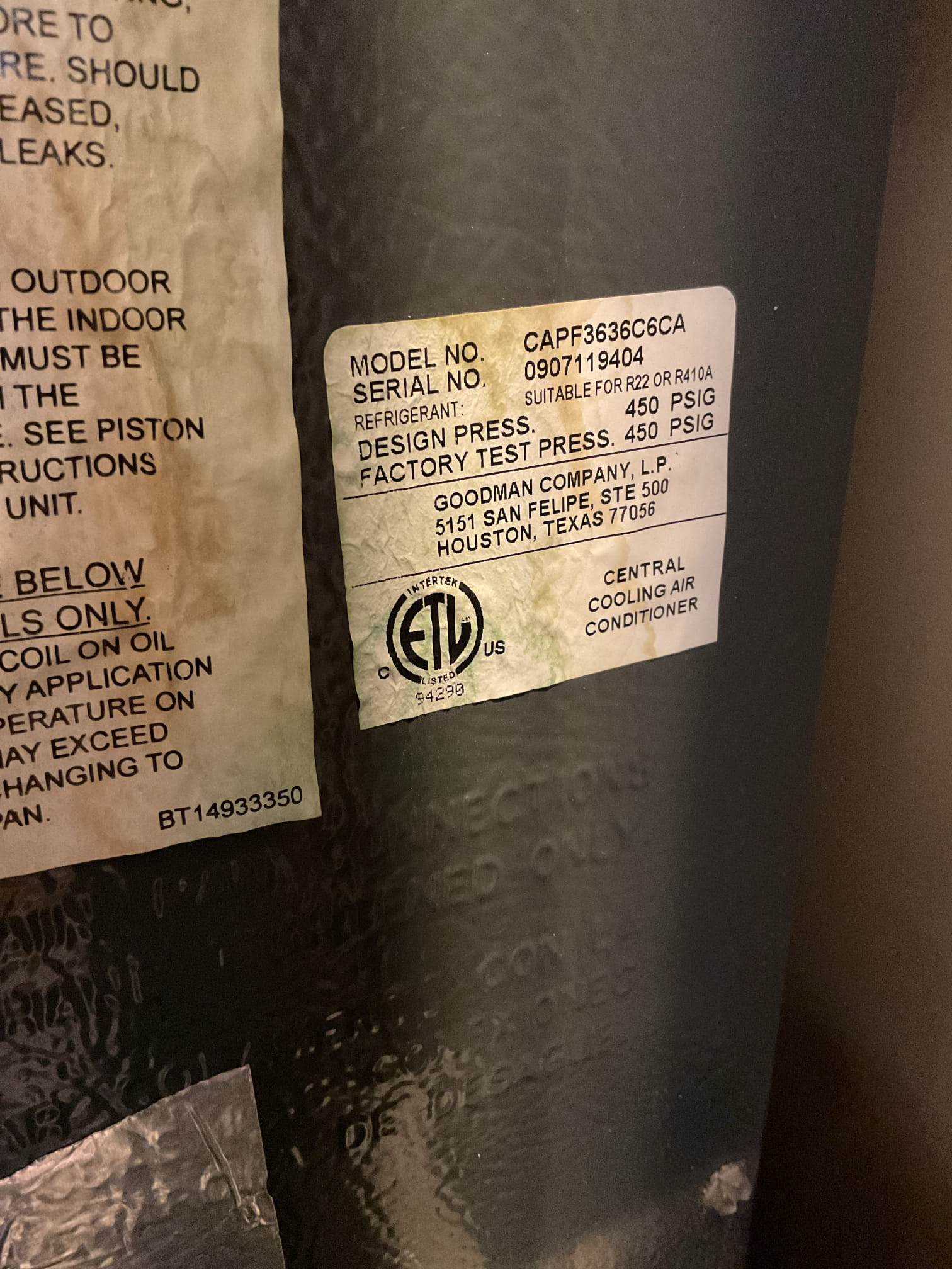 6/15/26 Dan 

I arrived to the customers home to service their 17 yr old amana a/c system.   I checked the wiring connections and the voltages . I checked and found  the indoor air filter is good , filter size is a 16x20x1. I Inspected the indoor coil and tested the primary drain pan with water and flushed the drain line and cleared. I Took indoor temp splits at the return and the supply found that I have an 11° temp split I should have an 18° temp split.  I checked the blower motor condition and operation. I looked at the outdoor unit wiring connections and voltages . I inspected  the outdoor components and checked my unit pressures by using super heat sub cool method. Found the system is low on charge it’s r-22 . I have a 46° super heat and I should have a 15°super heat. My sub cool should be 8-12 sub cooling I have 2.3 sub cooling. I also performed a combustion check for the customer and found it has high co at 300 ppm my recommendation is to have both the heater and the a/c replace