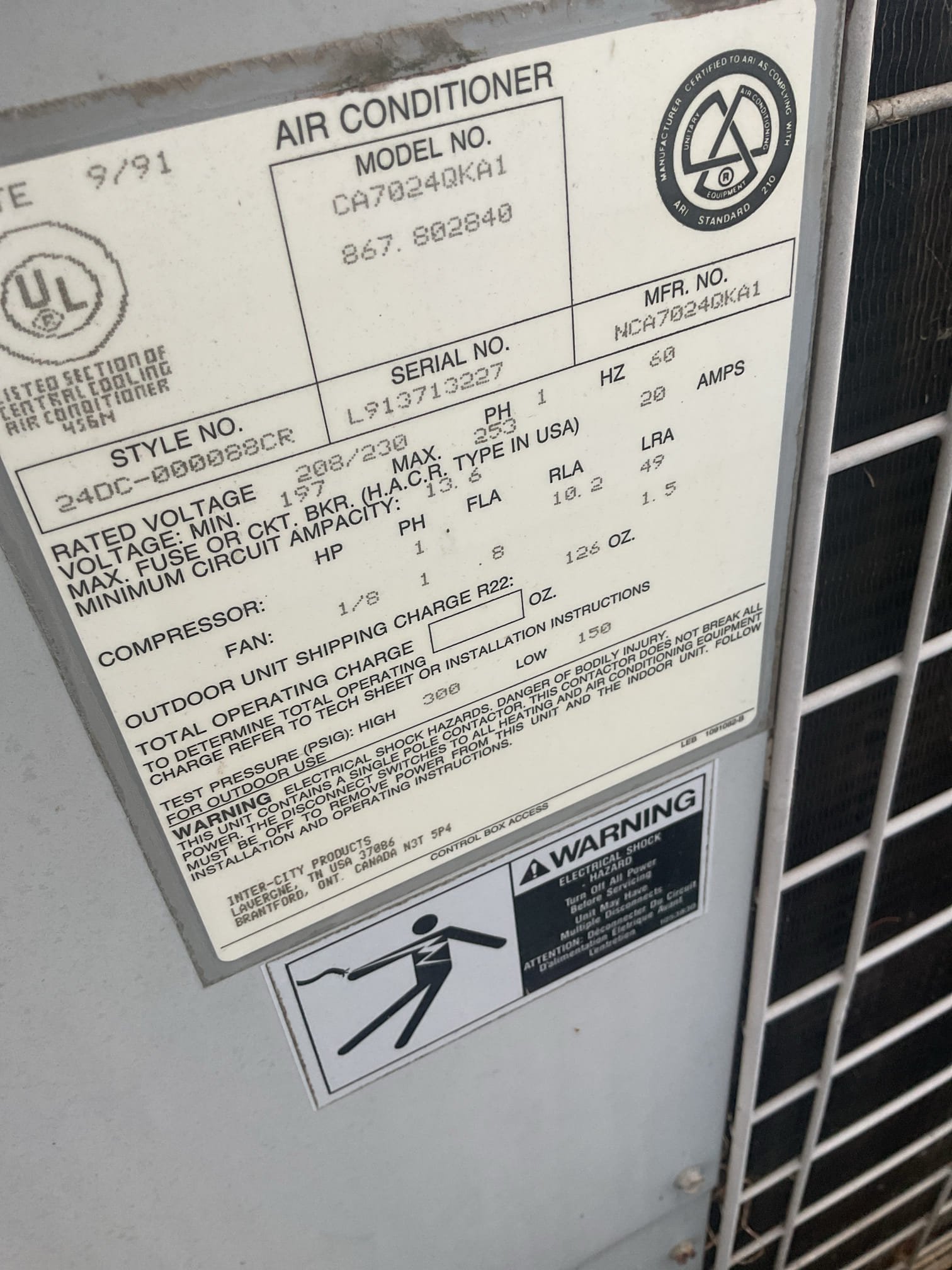6/15/26. Fully assessed no cooling situation on 1991 r-22 a/c and air handler.  Gave system a call for cooling, found failed condenser fan motor. Tested 25/5 capacitor it was good. Also found compressor also did not stay running. More than likely the fan motor quit first then messed up the compressor. Explained to David unfortunately the system needs to be replaced. Talked to David about possibly installing a heat pump system oil heat is his primary heat source. Set up appointment with our office to give a replacement estimate. A/c is down at this time. 
