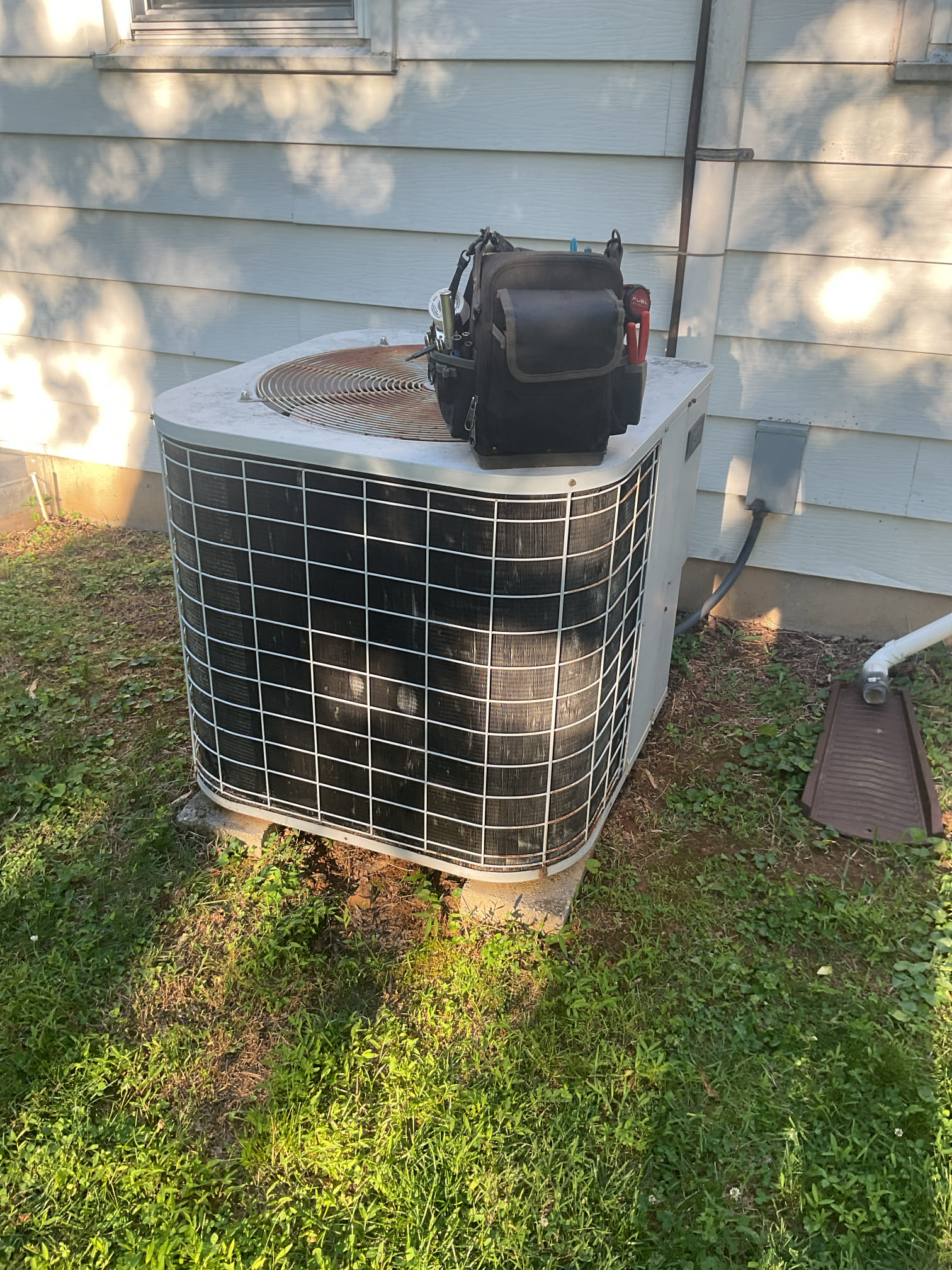 6/15/26. Fully assessed no cooling situation on 1991 r-22 a/c and air handler.  Gave system a call for cooling, found failed condenser fan motor. Tested 25/5 capacitor it was good. Also found compressor also did not stay running. More than likely the fan motor quit first then messed up the compressor. Explained to David unfortunately the system needs to be replaced. Talked to David about possibly installing a heat pump system oil heat is his primary heat source. Set up appointment with our office to give a replacement estimate. A/c is down at this time. 