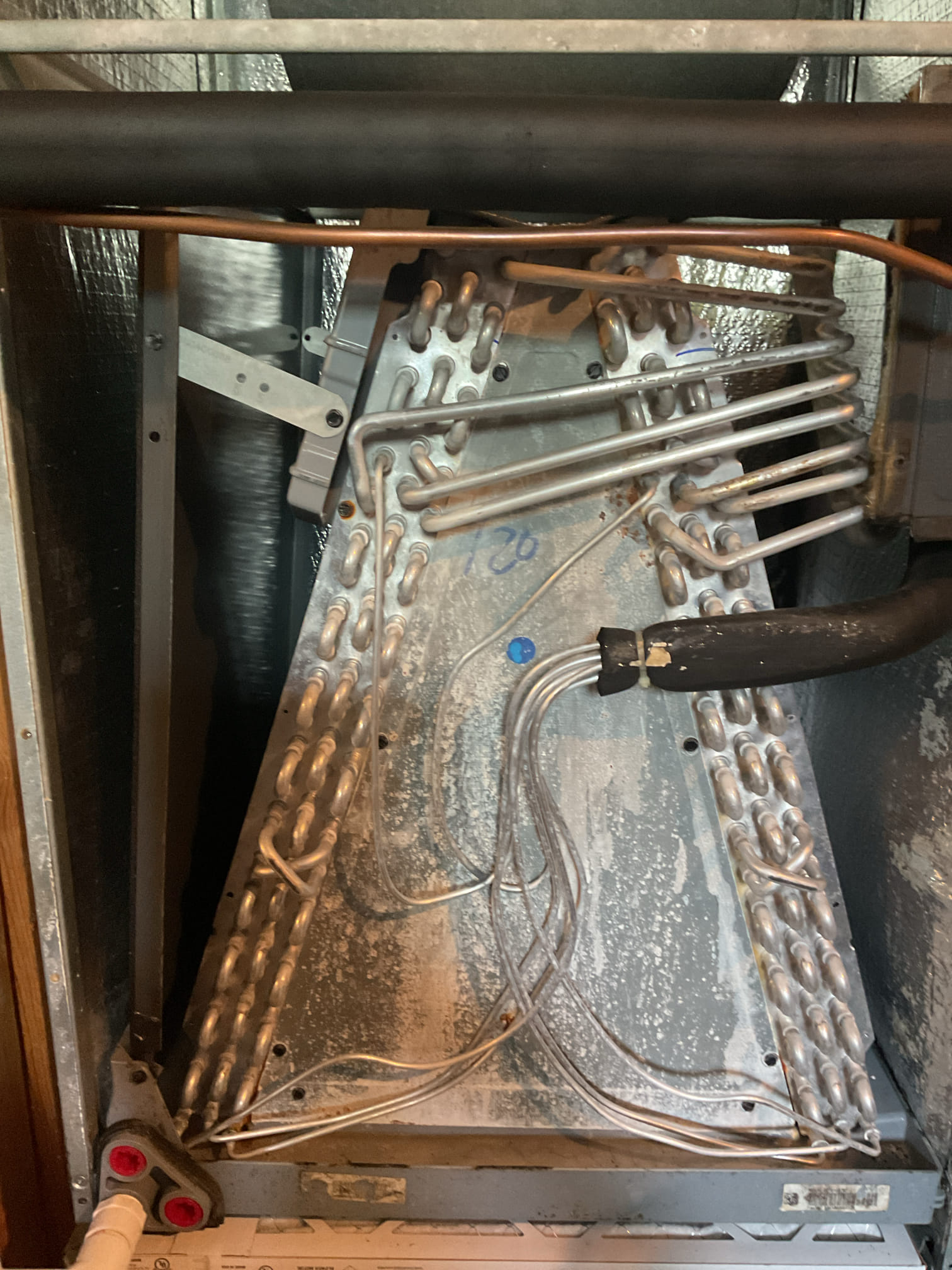 6/18/26 Dan 

I arrived to the customers home to service their 12 yr old Goodman heat pump a/c check   . I checked the wiring connections and the voltages . I checked and found the indoor air filter is good , filter size is a 21x23x1 (supplied) . I Inspected the indoor coil and tested the primary drain pan with water and flushed the drain line and cleared. I Took indoor temp splits at the return and the supply  and checked the blower motor condition and operation. I looked at the outdoor unit wiring connections and voltages . I inspected  the outdoor components and checked my unit pressures by using super heat sub cool method.  The system is currently operational but past normal life expectancy. Replacement of system is recommended in the near future. 
I did recommend different level of pricing for some equipment water protection, these devices will help prevent any major water damage around the equipment. 