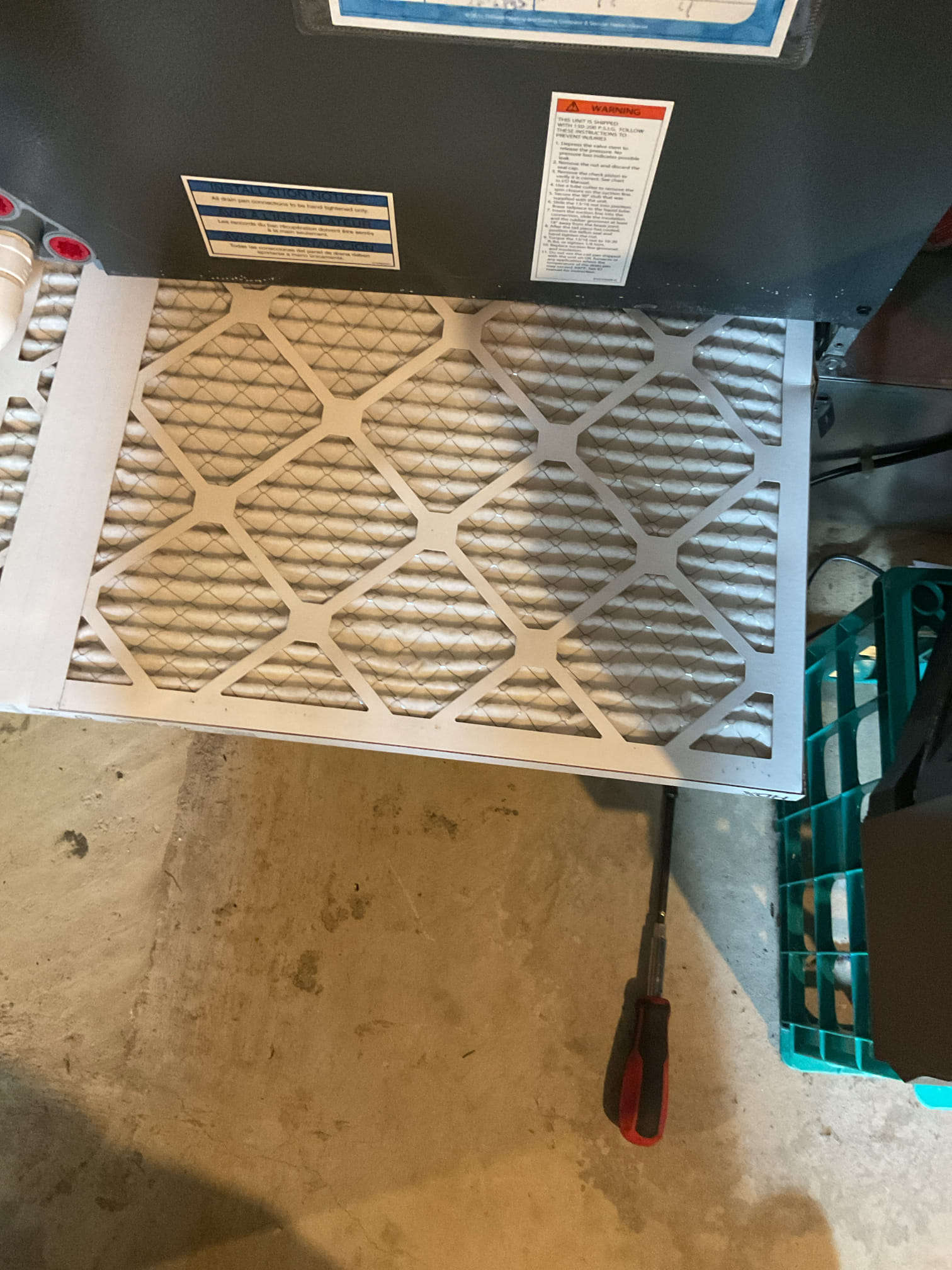 6/18/26 Dan 

I arrived to the customers home to service their 12 yr old Goodman heat pump a/c check   . I checked the wiring connections and the voltages . I checked and found the indoor air filter is good , filter size is a 21x23x1 (supplied) . I Inspected the indoor coil and tested the primary drain pan with water and flushed the drain line and cleared. I Took indoor temp splits at the return and the supply  and checked the blower motor condition and operation. I looked at the outdoor unit wiring connections and voltages . I inspected  the outdoor components and checked my unit pressures by using super heat sub cool method.  The system is currently operational but past normal life expectancy. Replacement of system is recommended in the near future. 
I did recommend different level of pricing for some equipment water protection, these devices will help prevent any major water damage around the equipment. 