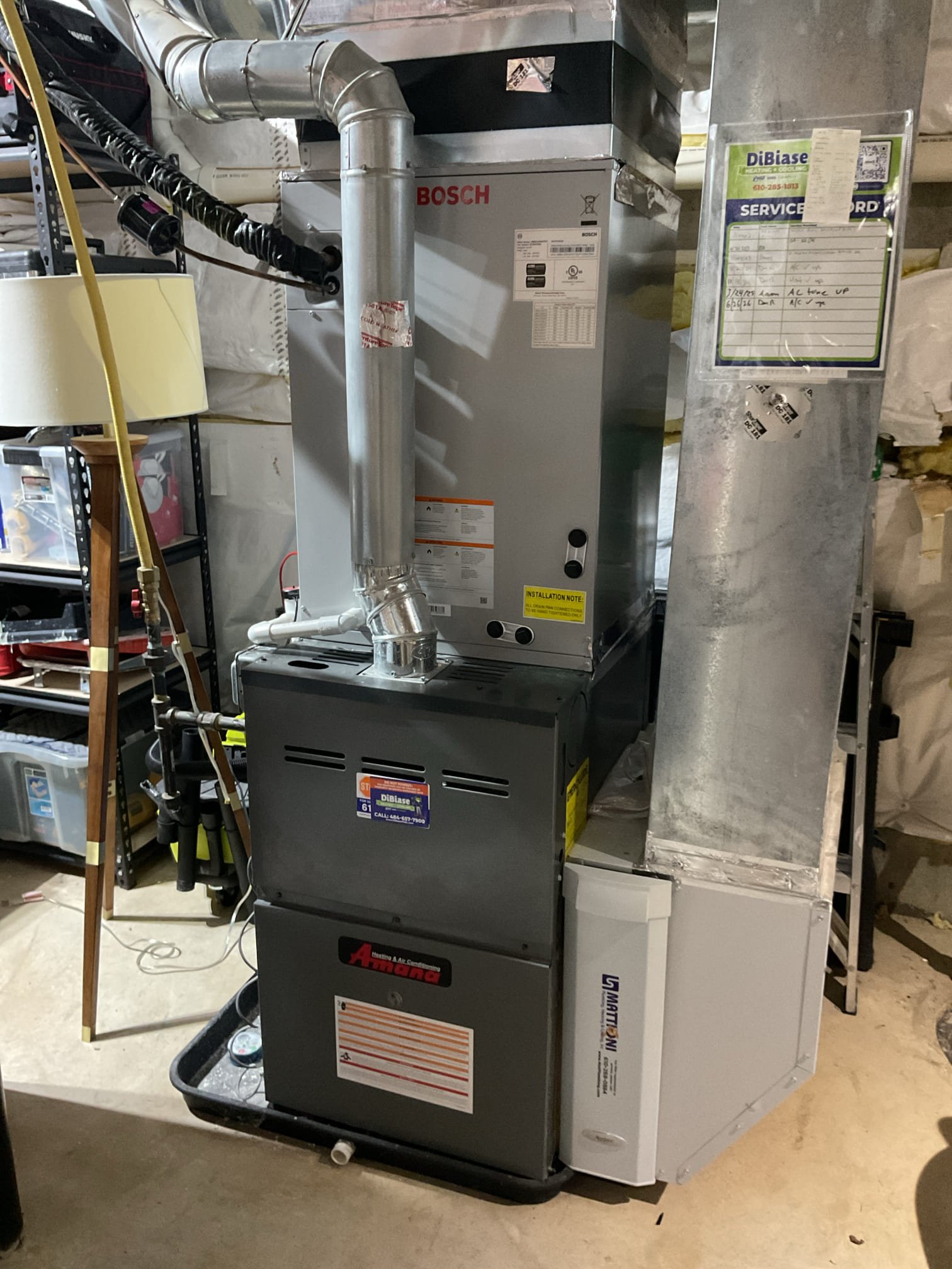 6/26/26 Dan 

I arrived to the customers home to service their 2 yr old bosch a/c system . I checked the wiring connections and the voltages . I checked and found the indoor air filter needs to be replaced soon. the filter size is a 20x25x4.  I Inspected the indoor coil and tested the primary drain pan and cleared and tested the water drains and traps if applicable. I Took indoor temp splits at the return and the supply  and checked the blower motor condition and operation. I looked  at the outdoor unit wiring connections and voltages . I inspected  the outdoor components and checked my unit pressures by using super heat sub cool method.  System in good operating condition at this time. I collected for $189.00 service contract renewal paid by cc. 

