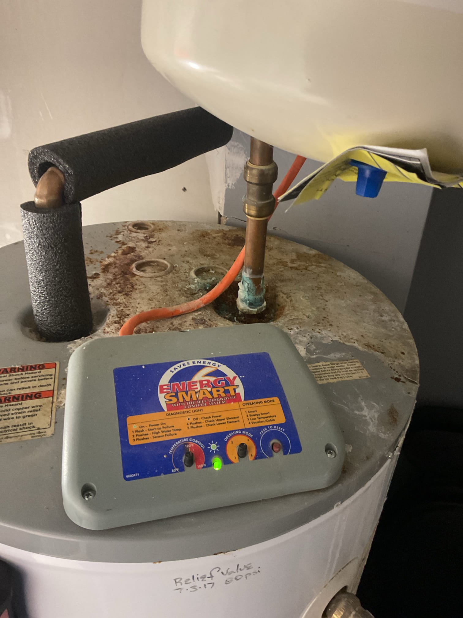 6/26/26 performed peco heat pump tune up on 2023 heat pump system. Replaced 16x25x4 air filter homeowner provided. Checked temperature split. Flushed condensation drain. Tested outdoor capacitor. Checked refrigerant pressures and temperatures at indoor and outdoor units. Found no surge protection for indoor unit, provided estimate. Also found 2008 water heater in really bad shape. Found failed expansion tank and copper pipping joint leaking and ready to break open. Provided estimate for new water heater, highly recommend getting this taken care of, a/c is working at time of service. 