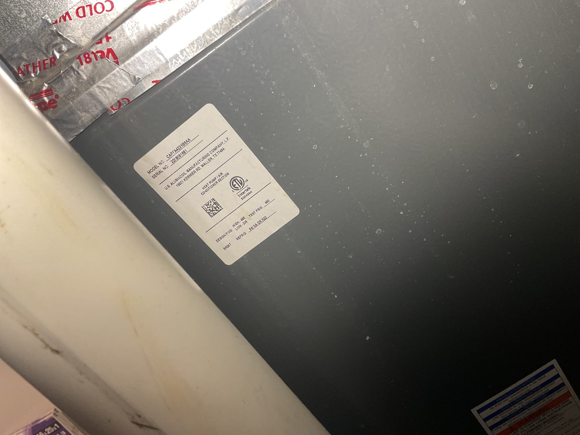 6/26/26 fully assessed water leaking situation. After further investigation found that the thermopaning above the system was wet. The water was coming from above the system. Found the washing machine was above this area. Homeowner ran washing machine as I performed tune up. Found when the washing machine drained the water started leaking thru the floor. Customer is going to call a plumber to repair. Also performed tune up on 2023 amana a/c replaced 16x25x1 air filter. Checked all electrical connections and components. Tested outdoor capacitor. Found no surge protection on x-13 blower motor at furnace, recommend installing. Checked refrigerant pressures and temperatures at indoor and outdoor units. A/c is working properly at time of service. 