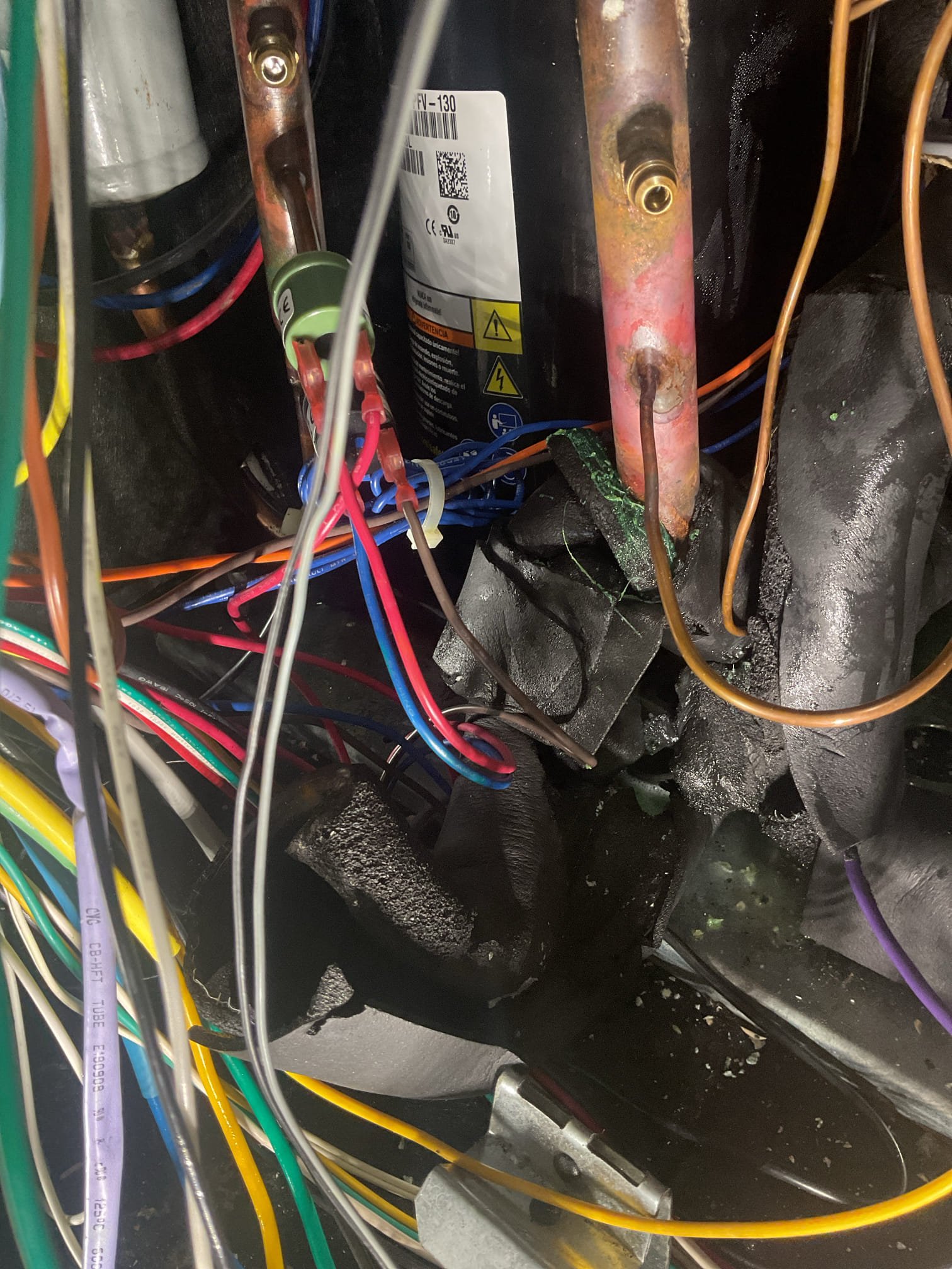 6/30/26. Performed leak search on 11 year old climate master geothermal. Found dye all over the place at txv equalizer line. Sprayed soap on joint and it bubbled. Could actually feel the refrigerant coming out. Used uv flashlight and checked over refrigerant coil, did not see any dye anywhere else at this time. Provided estimate to repair leaking joint. Phil decided to go with repair. Completed refrigeration repair while on site.brazed over joint and bubble checked at 300 psi nitrogen. Pulled vacuum down to 500 microns. Added in full charge of 69 ozs of r410a. Tested geothermal in cooling mode. R410a refrigarant pressures were 249/112 psi.temperature split was 22 degrees . Geothermal heat pump is cooling again at time of service. 