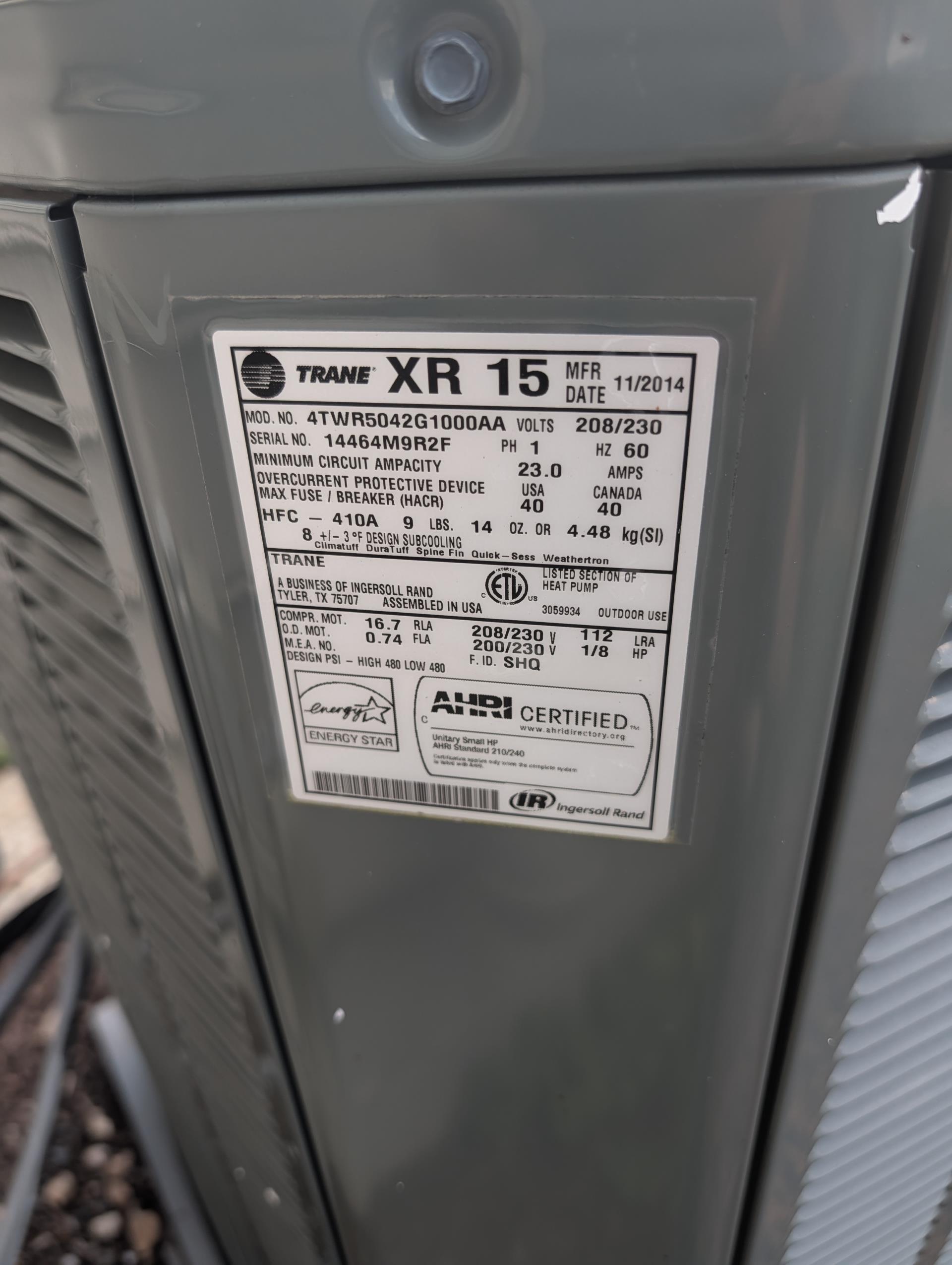 No cooling.
Homeowner described indoor equipment running but no operation from outdoor unit.
Found failed dual capacitor at outdoor unit. Homeowner agreed to replace capacitor. 
Condenser fan motor originally did not start because it was off on internal overload. Once motor came back to temperature it reset closed on internal overload.
Refrigerant pressures good 10° Subcooling
Temperature split 86-65=21° Good

As a reminder the water heater expansion tank is failed. Prof email estimate as well as estimate for new water heater. 

System operating well at this time. Was installed December 2014. 10 years old. Average lifespan of forced air HVAC equipment is 10-12 years, would strongly consider planning to replace system. Consultations for new systems are free from Dibiase. 