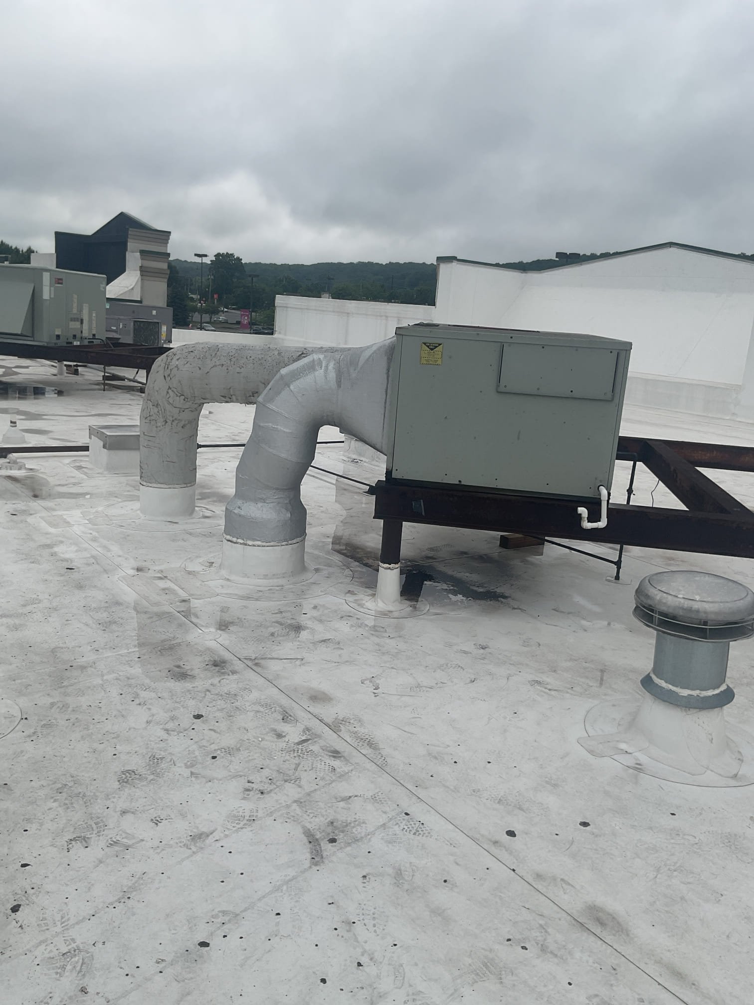 Luis 7-6-26
Customer called in for no cooling carrier rooftop unit found system running but thermostat set to cool. There are total of 3 units that cool and heat the dining area. Right side but units are working, Left side side of restaurant has trane (currently not working) and carrier unit that is also not Collings at this time. Test system operation and found dirty filters. Customer approved replacement of filters. Test system operation check refrigerant levels. System is cooling at maximum point. I noticed big holes on front of the heat exchanger. I turned off gas to carrier unit. I would recommend system replacement for carrier and trane unit. I talked to Joe while on site he will provide estimate for replacement. 
Replacement of filters 