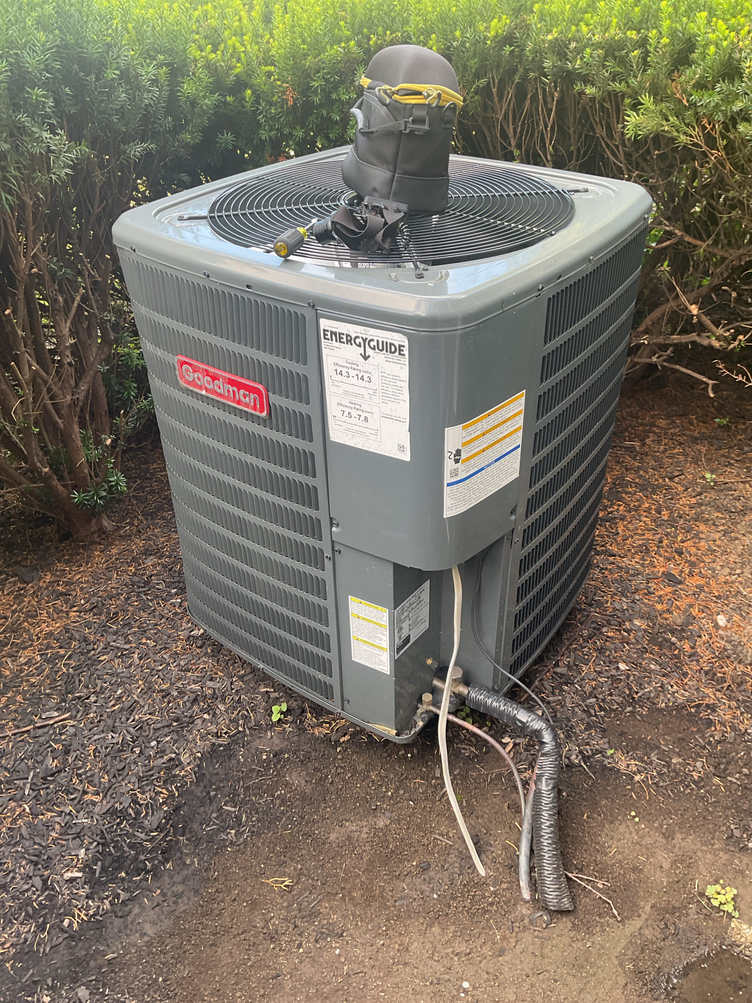 7/8/26 Dan 

I arrived to the customers home to service their 2 yr old Goodman a/c system . I checked the wiring connections and the voltages . I checked and found the indoor air filter is ok  , the filter size is 16x20x1. I  Inspected the indoor coil and tested the primary drain pan and cleared and tested the water drains and traps if applicable. I did sell a (ez trap ) and installed during the check up. This will help prevent any other water damage. I Took indoor temp splits at the return and the supply  and checked the blower motor condition and operation. I looked  at the outdoor unit wiring connections and voltages . I inspected  the outdoor components and checked my unit pressures by using super heat sub cool method.  System in good operating condition at this time. Collected for $392.29 paid by cc
