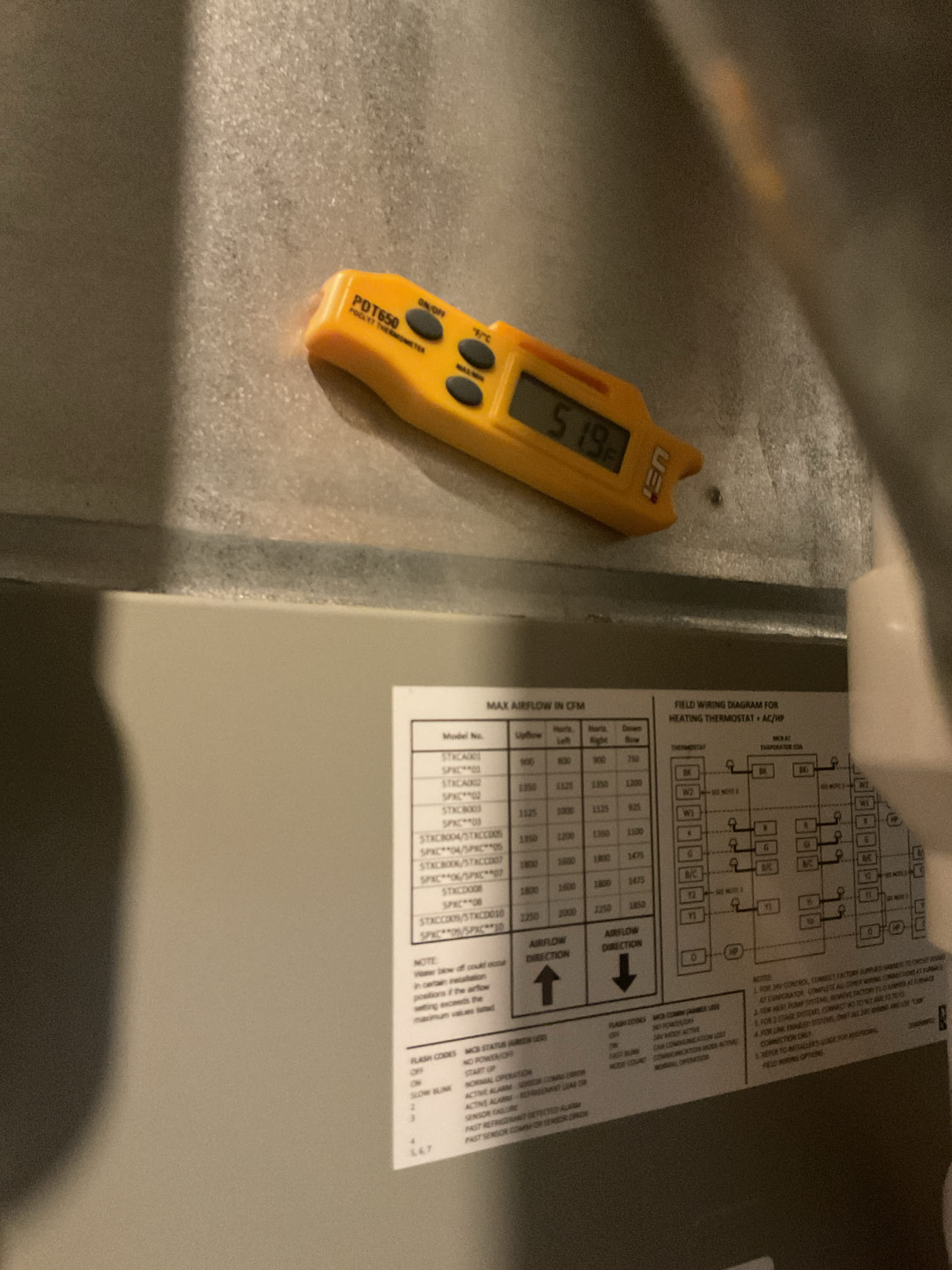 7/8/26 Dan 

I arrived to the customers home to service their 1 yr old trane a/c system . I checked the wiring connections and the voltages . I checked and replaced the indoor air filter , the filter size is 20x25x4, I added a 20x25x1 . I Inspected the indoor coil and tested the primary drain pan and cleared and tested the water drains and traps if applicable. I Took indoor temp splits at the return and the supply  and checked the blower motor condition and operation. I looked  at the outdoor unit wiring connections and voltages . I inspected  the outdoor components and checked my unit pressures by using super heat sub cool method.  System in good operating condition at this time. 

Her indoor room sensor Honeywell isn’t connecting anymore will need to order a sensor under warranty. 
