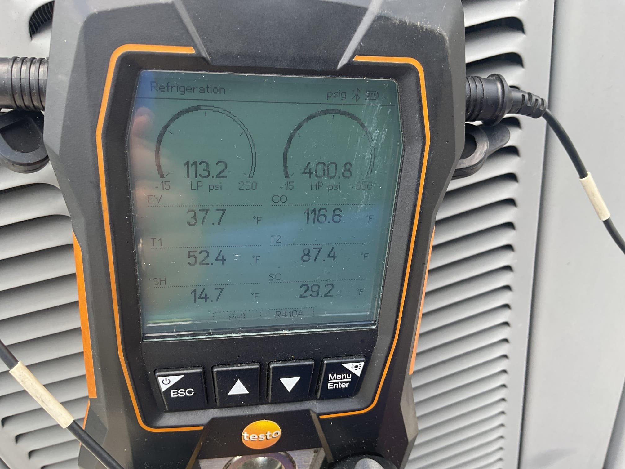 7/8/26. Fully assessed no cooling situation on 2016 Rudd heat pump system. First had to locate unit on rooftop having (1) person down at the apartment turning off breaker to locate outside heat pump. Found unit after some time and found it locked out on high pressure lockout. Rest and checked 410a refrigerant pressures they were 400/113 with 29 subcooling, bad indoor txv. Provided estimate to replace indoor txv. System is 10 years old and would start to consider replacement. Unit is temporary working for now. 