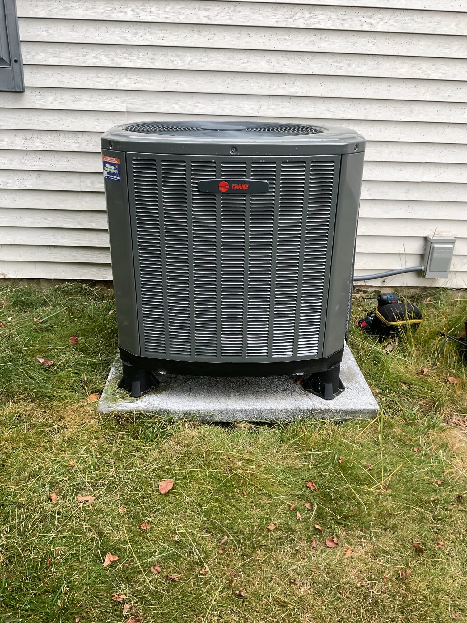 Completed AC tune up for 3 Ton Trane heat pump system
Installed 7/30/25 by Sibiase

20x23x1 filter ok
Indoor and outdoor coils in good condition 
Inspected wiring, controls, electric motors and components; equipment has surge protection 
Measured temperature split (18.5°)
Inspected drains; cleared EZ trap, tested pump; 
Checked integrity of compressor motor (mega ohm test)

Assessed refrigerant charge checked pressures. 11° SC Good *Outdoor temperature 77°

AC system operating well at this time. 
