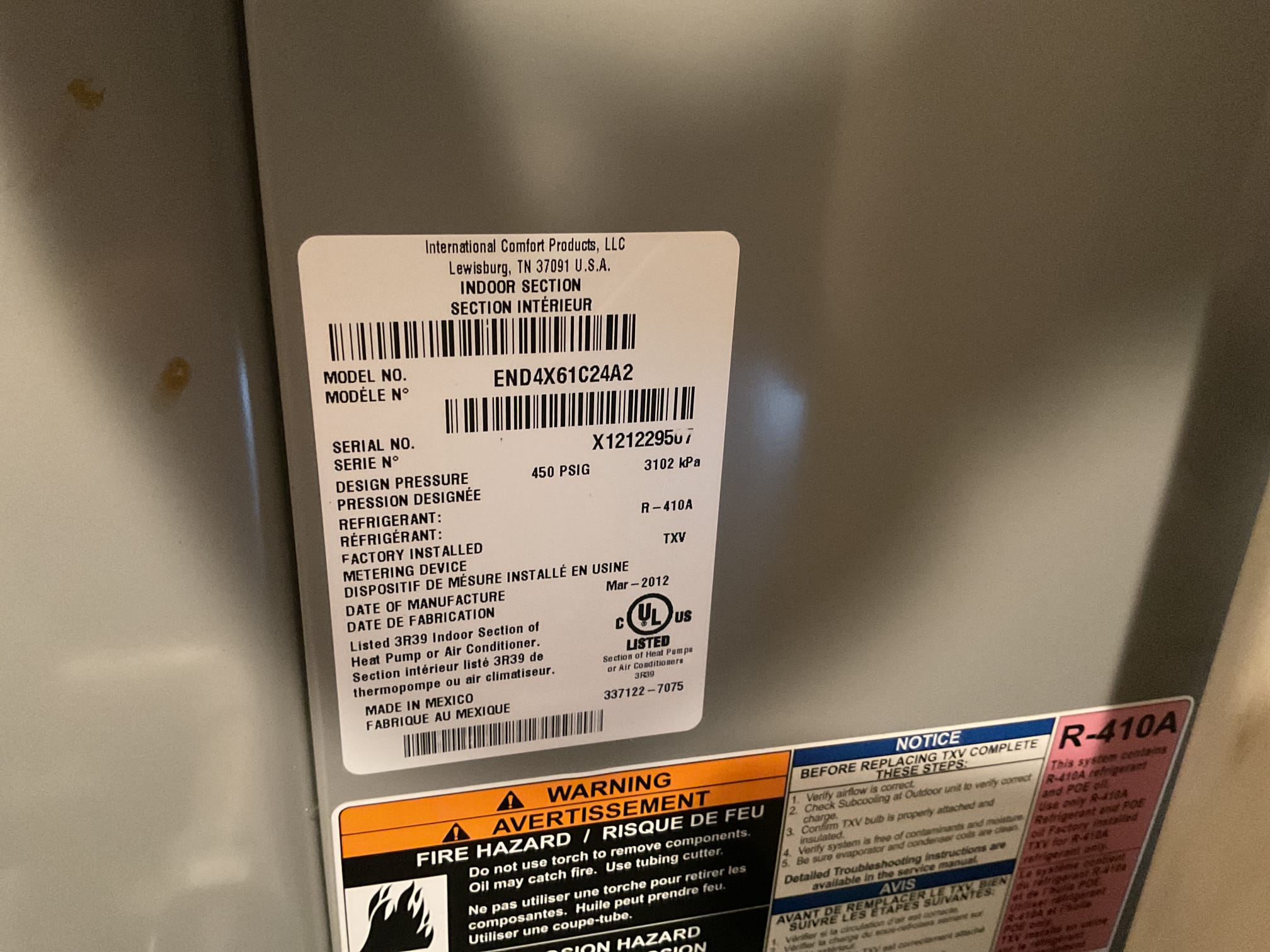 7/10/26. Performed precision a/c tune up on 2012 Day & night a/c. 16x25x1 air filter is clean. Checked all electrical connections and components. Found water all over the floor when I arrived found several things wrong with the system. Found hole in condensation pump leaking on the floor. Used electronic leak detector and found refrigerant leak in evaporator coil. Found weak 60/5 capacitor tested at 55/5. Check temperature split. Provided estimate for repair but highly recommended replacement of gas furnace a/c, to may issues with the system. Refrigerant pressures were also low. Set up appointment with our office to give a replacement estimate. 